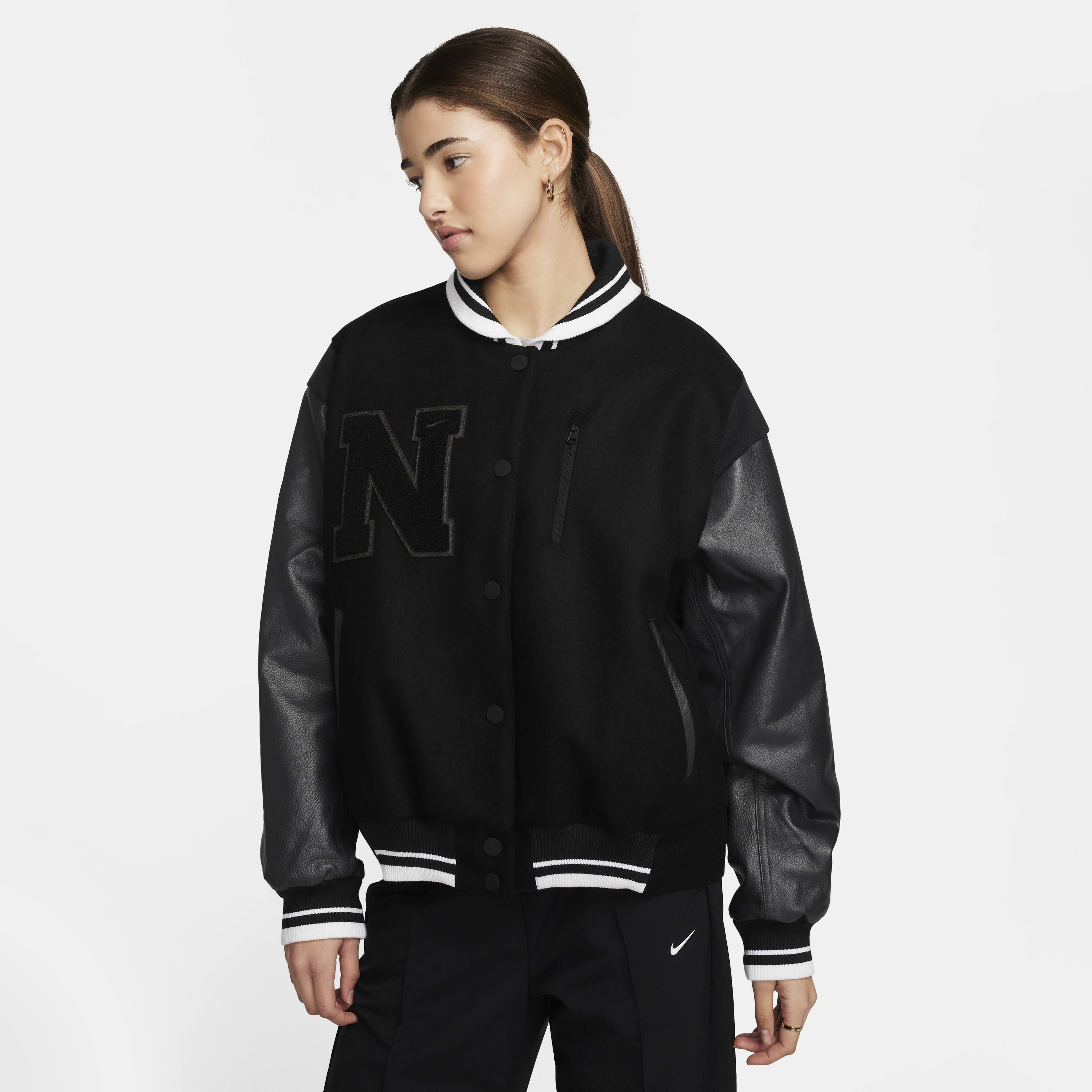 ブルゾン NIKE - NIKE SHORT Leather &amp; Wool Hoodie Jacket Nike Fleece Hoodie *Made in USA* | Apparel » Buy online now!