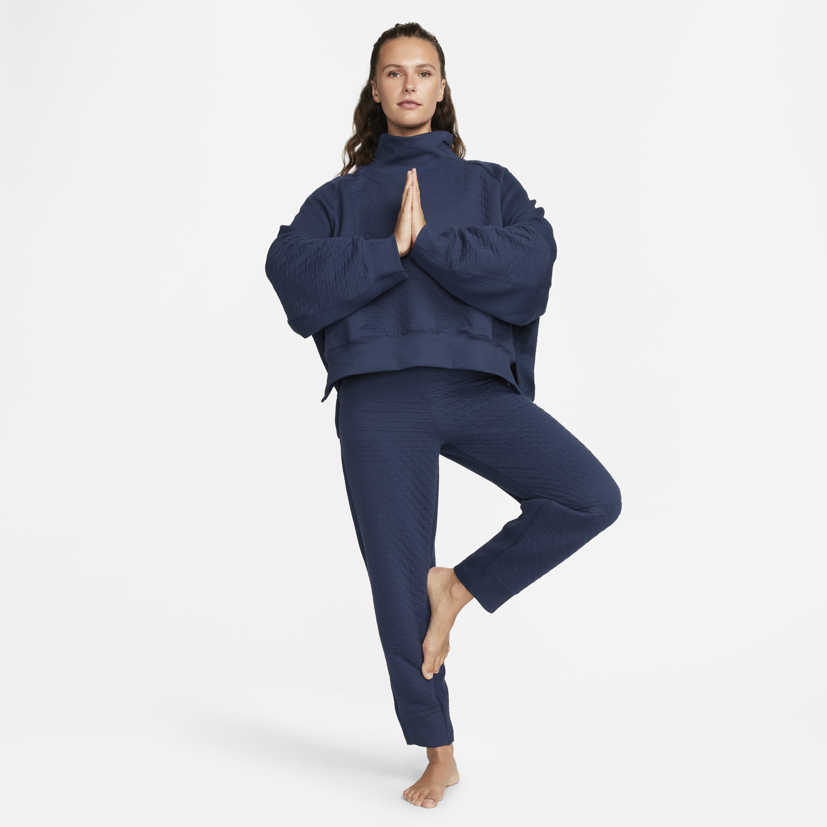 Buy Nike Yoga Therma FIT Women s Oversized High Waisted Trousers Midnight Navy White Nike Kuwait Official