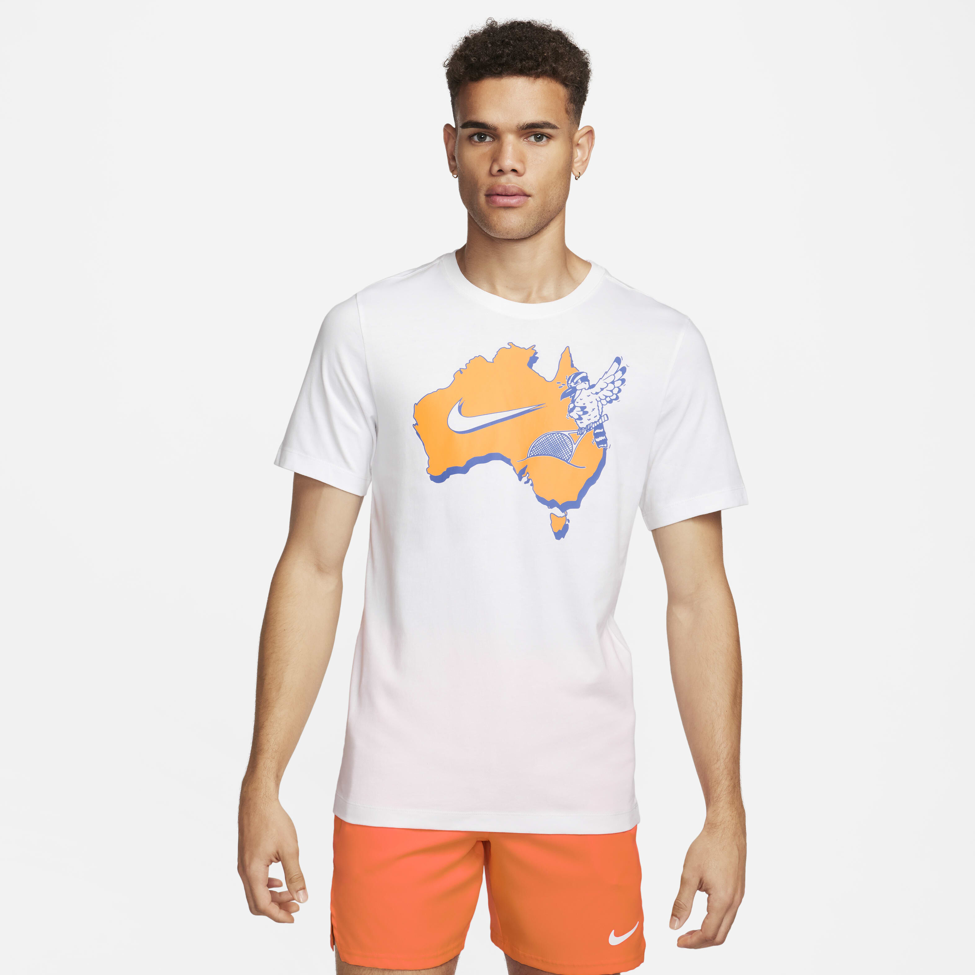 orange white nike shirt