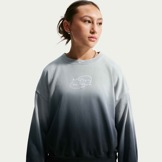 Kids' Sweatshirts-Nike, Nike Studio Fleece Lightweight, Older Kids' (Girls') Oversized Graphic Crew