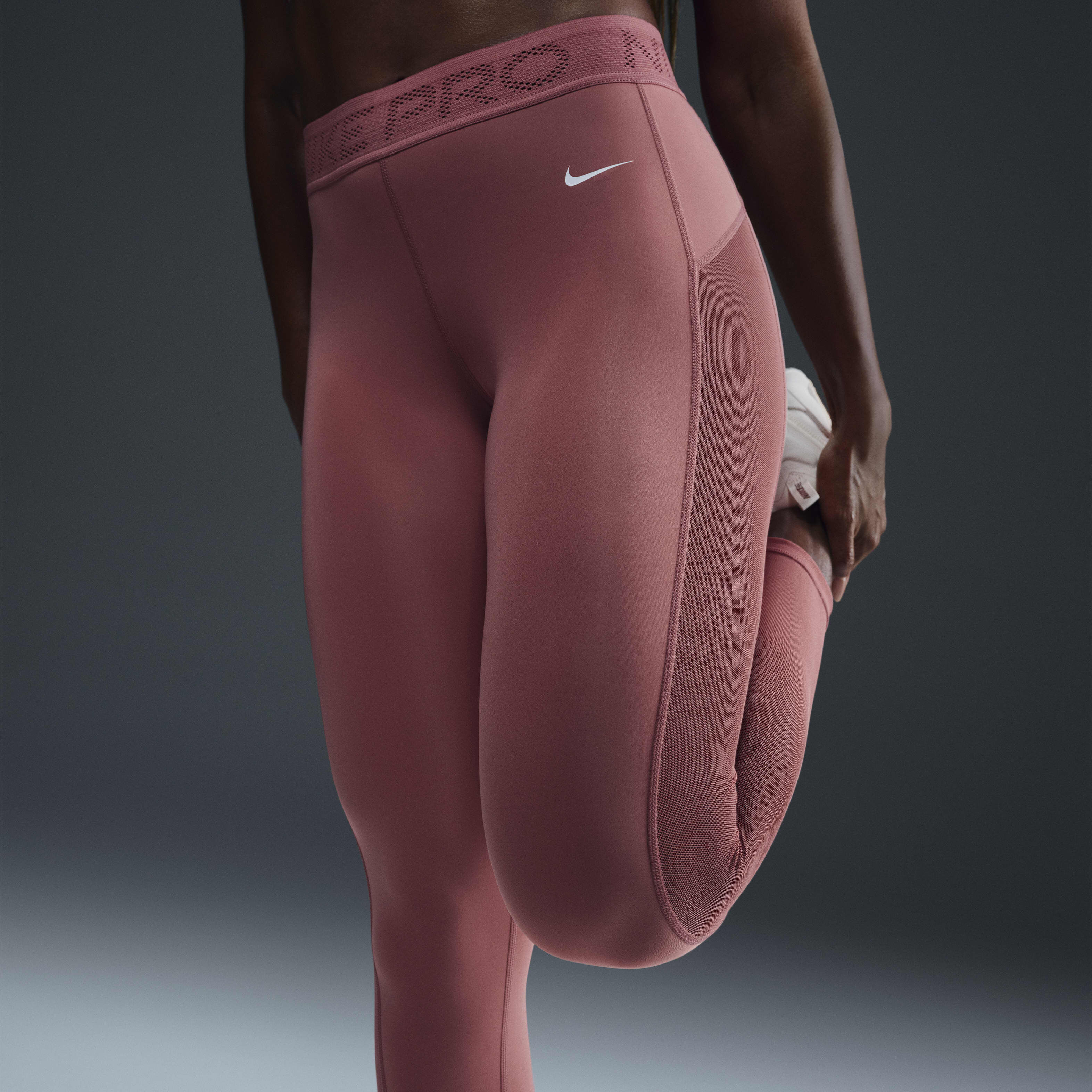Buy Nike Pro Women s Mid Rise 7 8 Mesh Panelled Leggings Nike Kuwait Official
