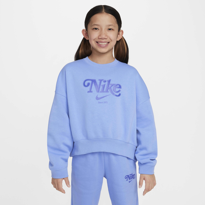 Buy Nike Sportswear Girls' Cropped Fleece Sweatshirt Royal Pulse