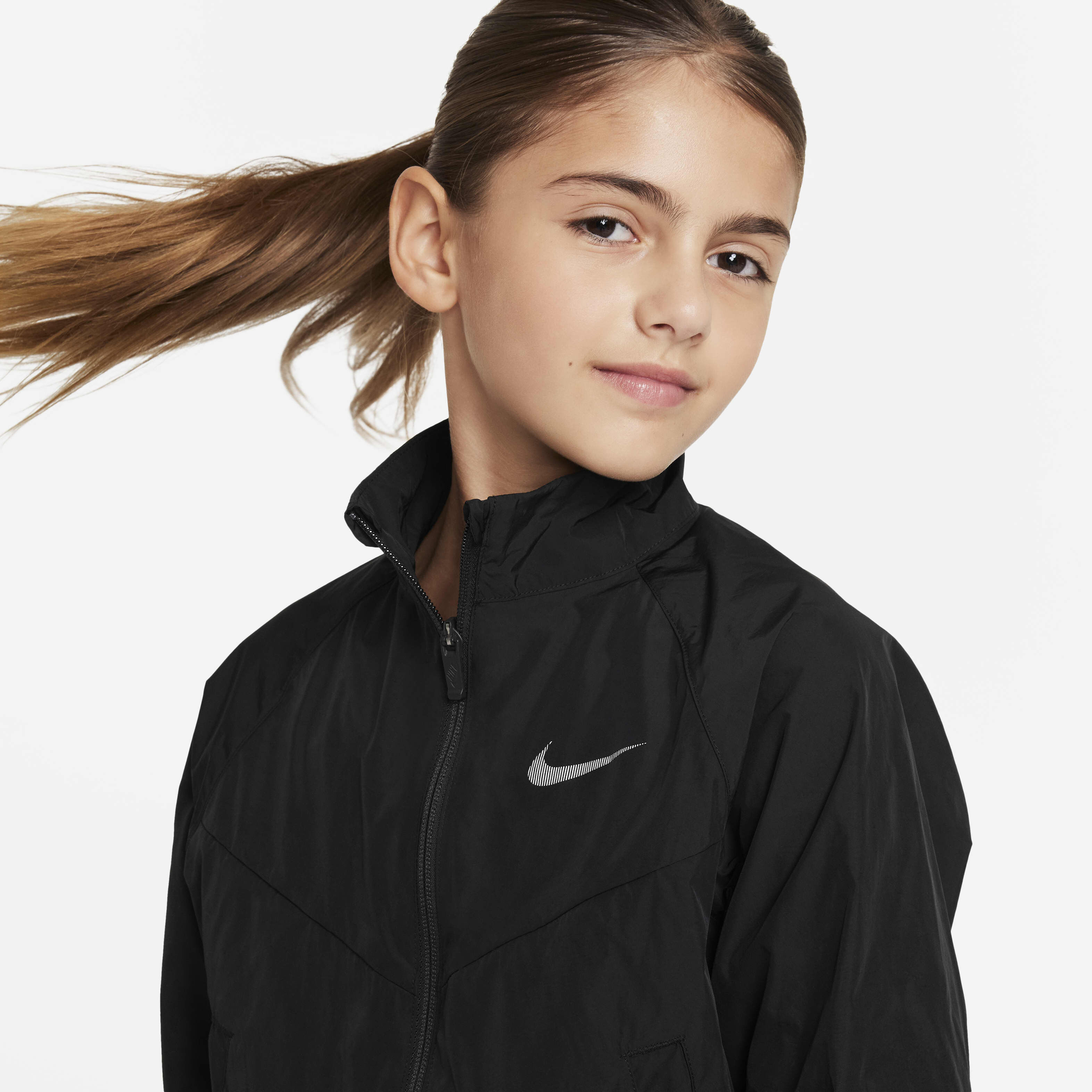 Buy Nike Sportswear Windrunner Older Kids Girls Loose Jacket Black Black Nike Kuwait Official