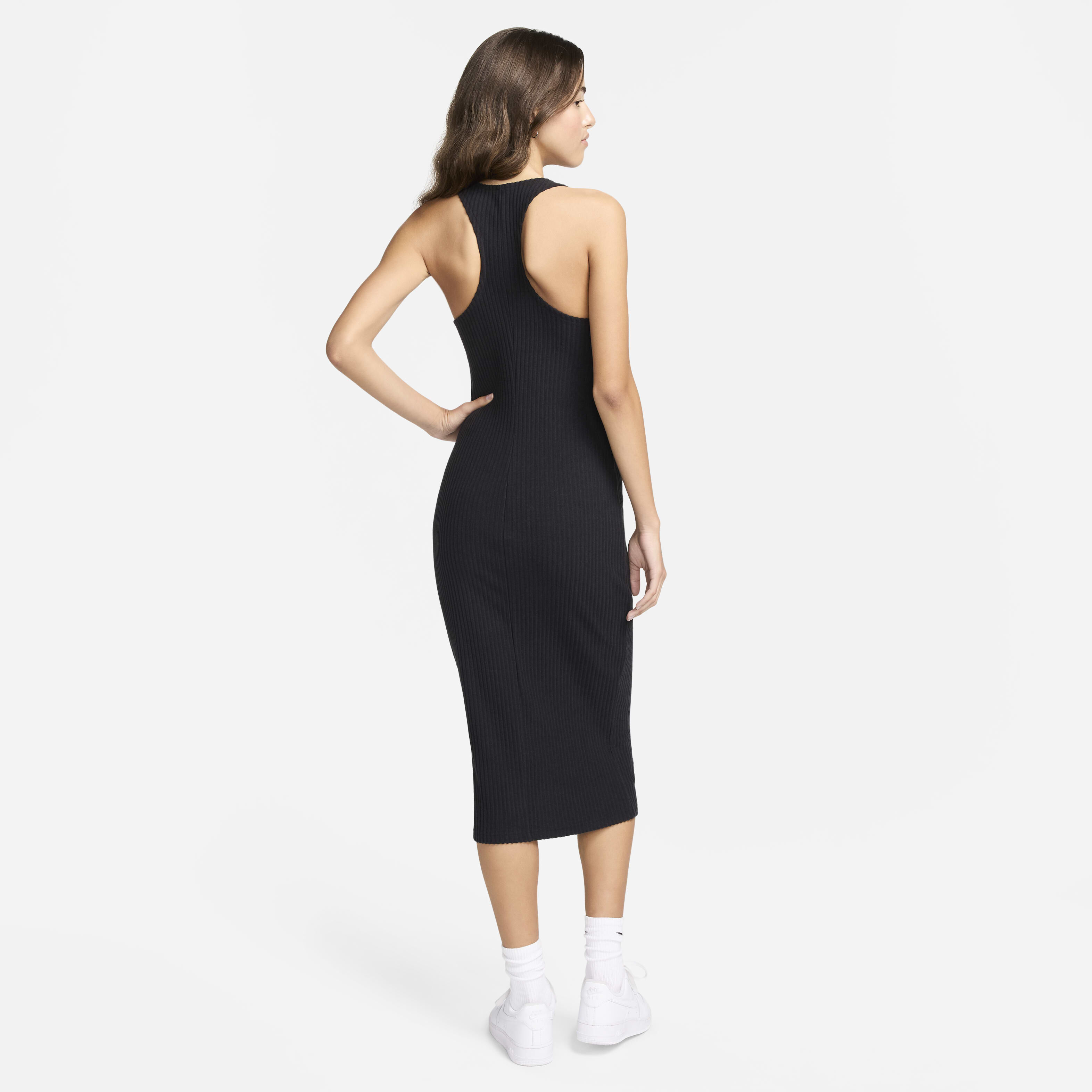 Buy Nike Sportswear Chill Rib Women s Slim Sleeveless Midi Dress Black Black Nike Kuwait Official