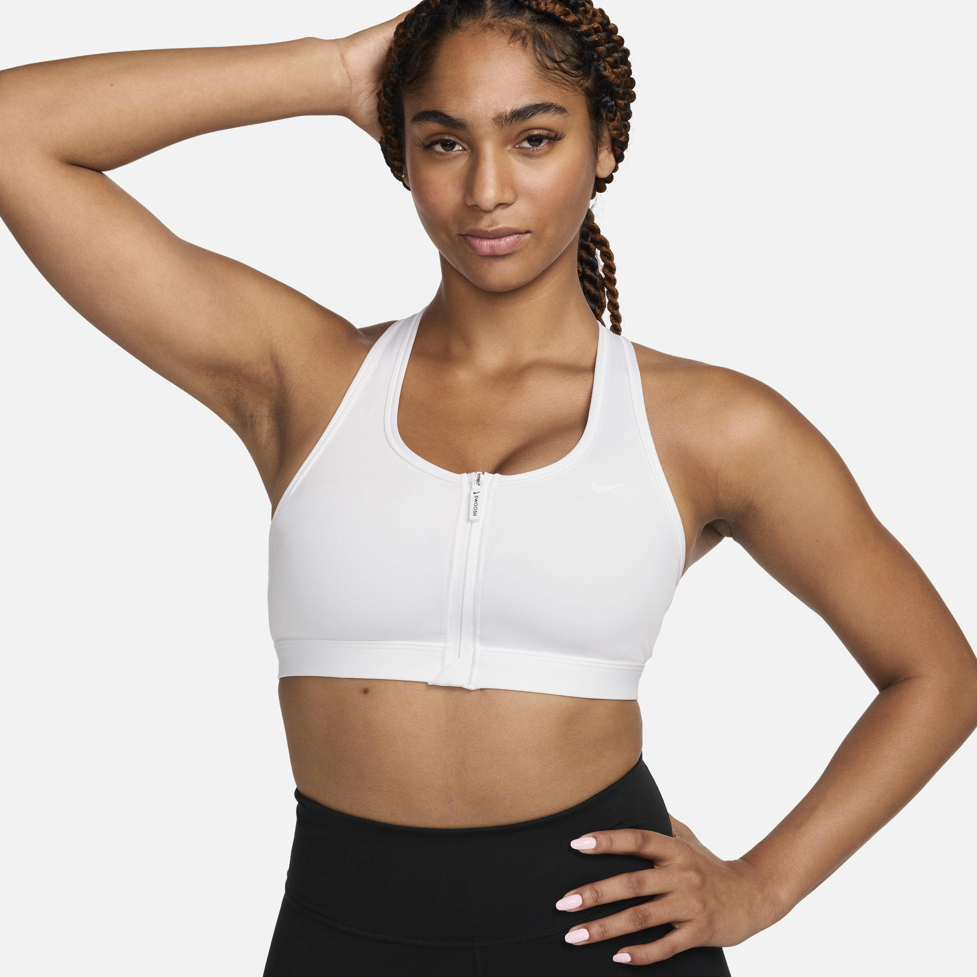 Buy Nike Swoosh Front Zip Women s Medium Support Padded Sports Bra Nike Kuwait Official