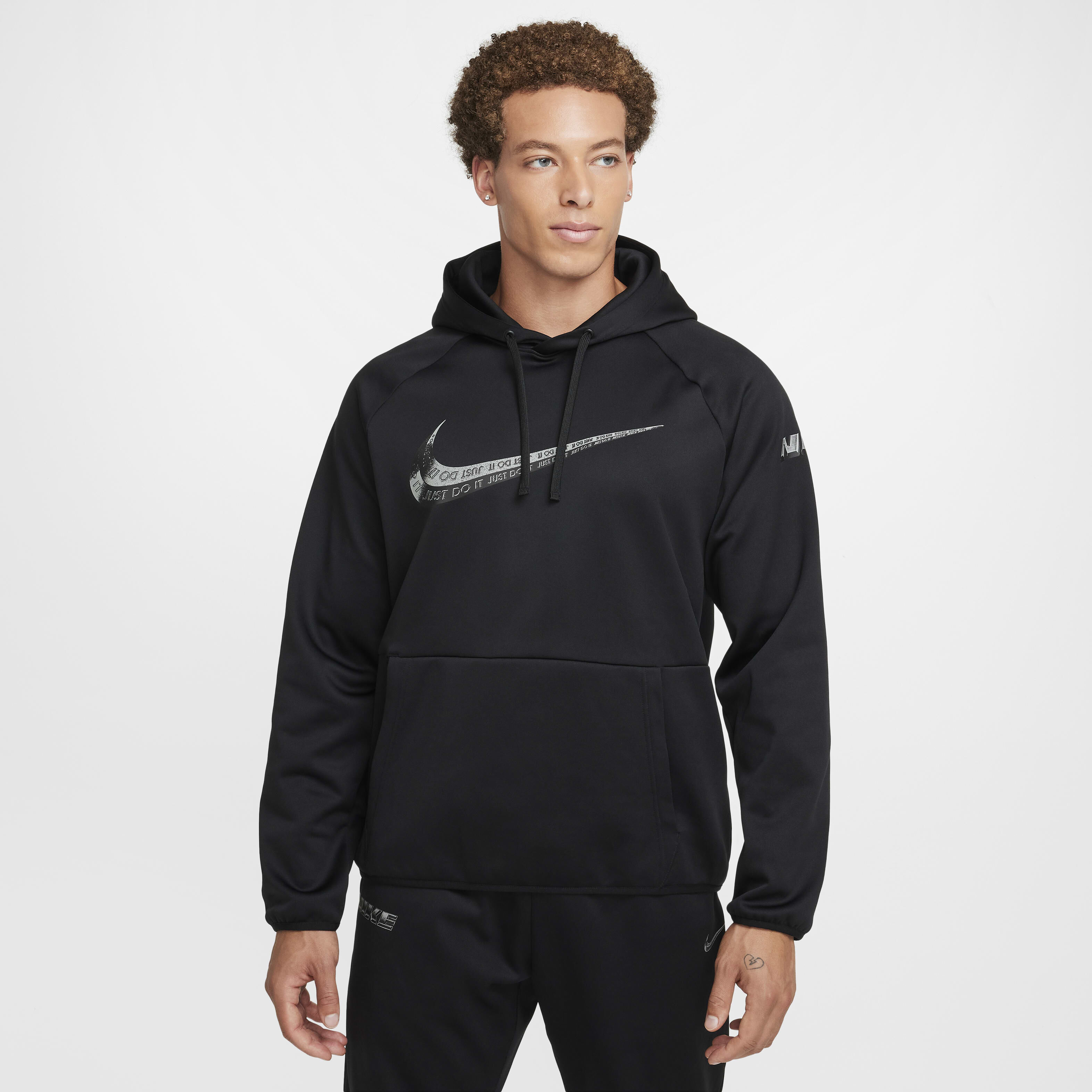 Buy Nike Men s Therma FIT Pullover Fitness Hoodie Black Black White Nike Kuwait Official