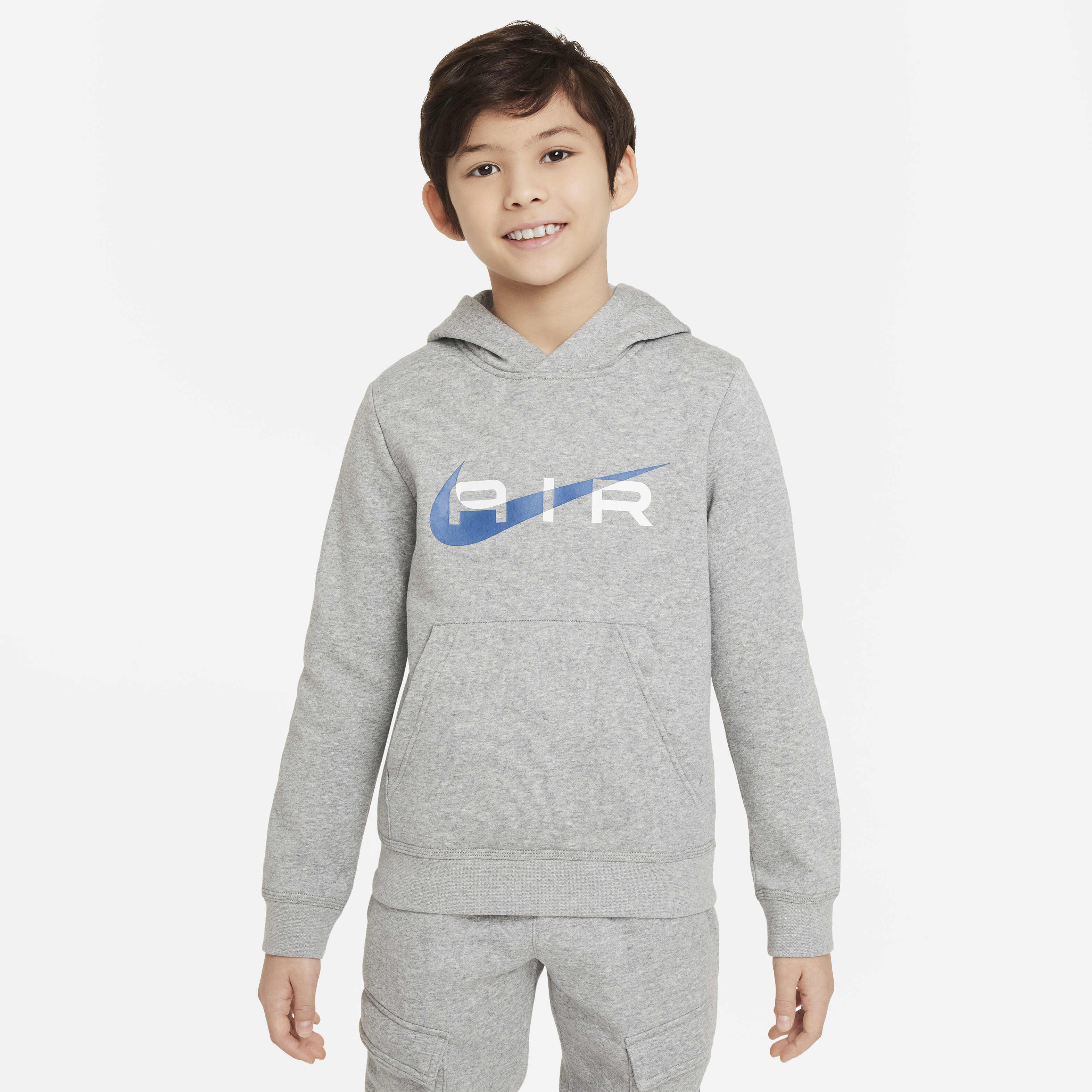 Buy Nike Air Older Kids Pullover Fleece Hoodie Dark Grey Heather Court Blue Nike Kuwait Official