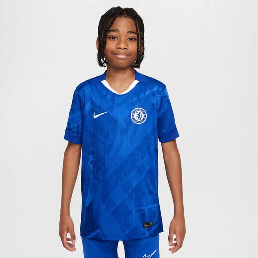 Kits & Jerseys-Nike, Chelsea F.C. 2025/26 Stadium Home, Older Kids' Nike Dri-FIT Football Replica Shirt