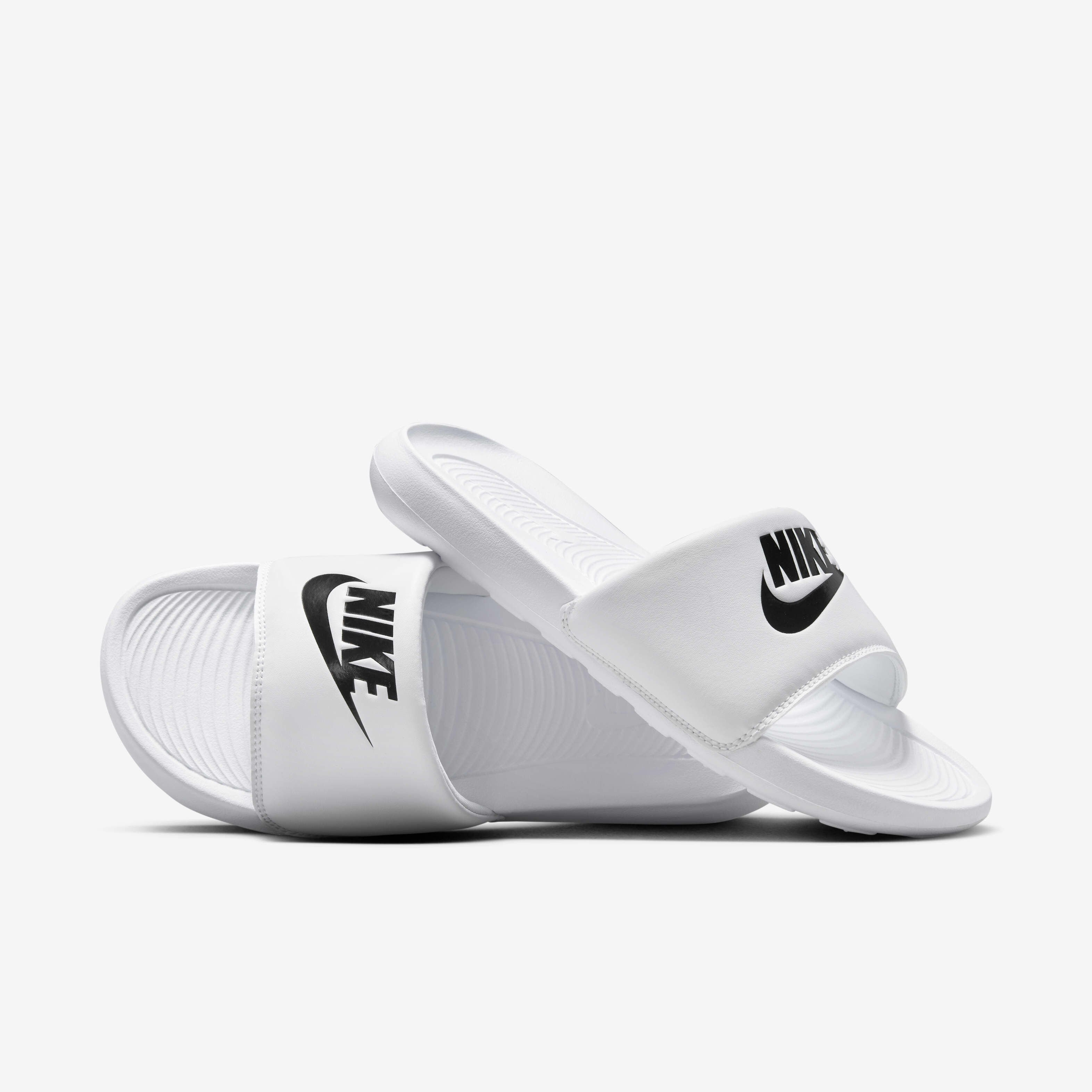 Womens nike slides black and white cheap
