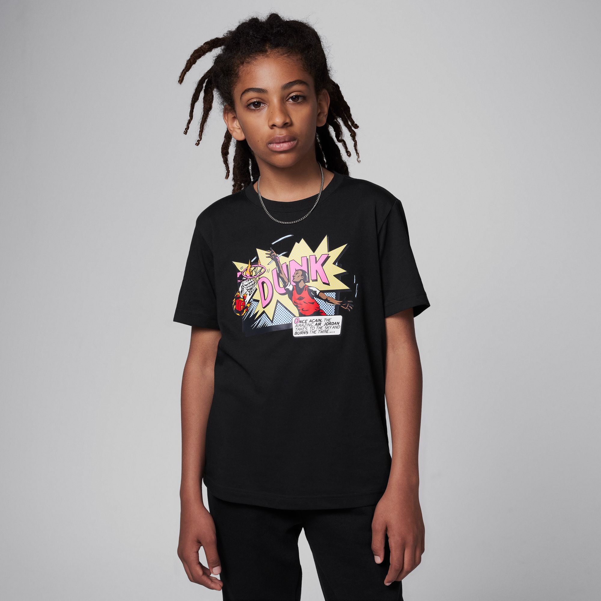Buy Air Jordan Big Kids' Dunk Comics T-Shirt Black Nike Kuwait