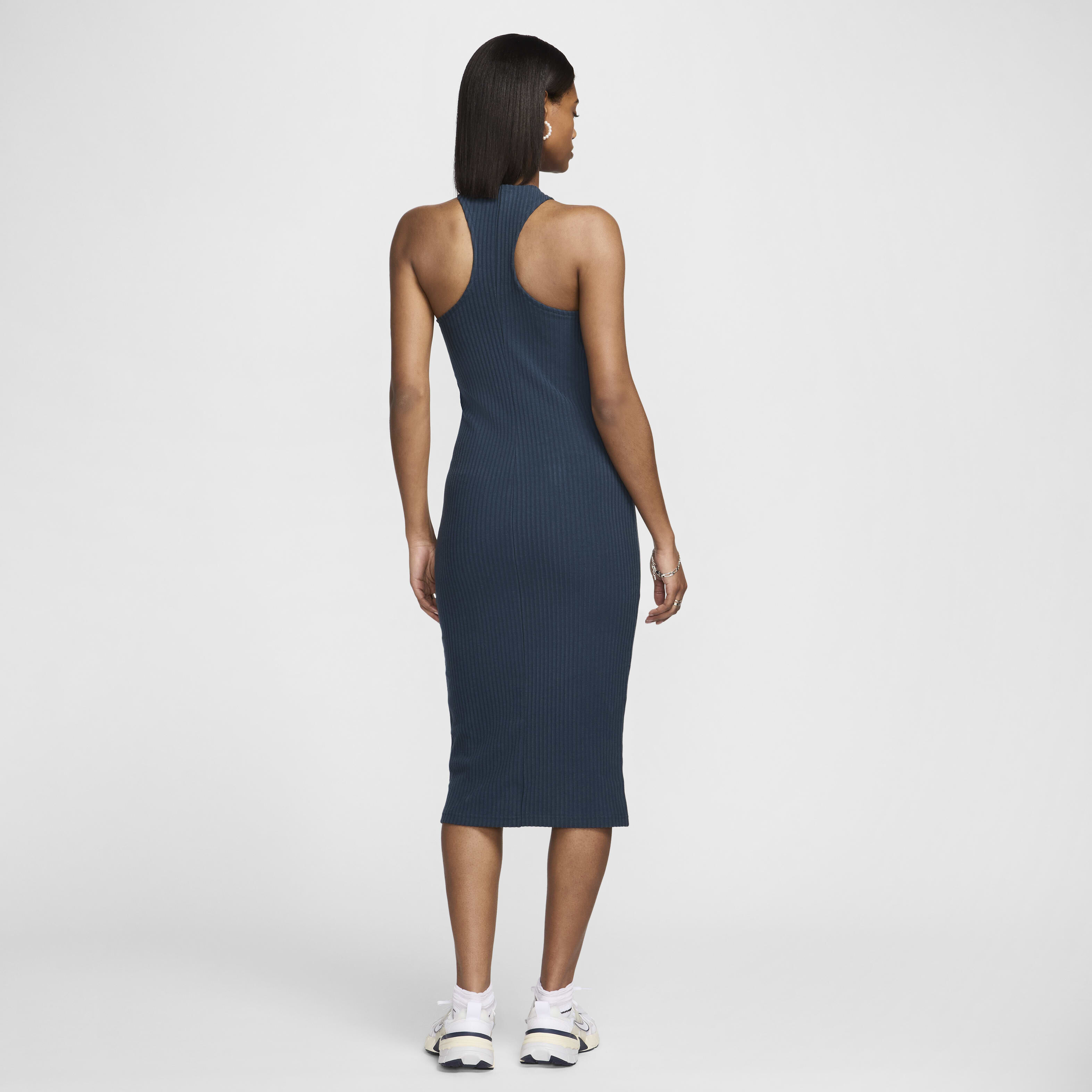 Buy Nike Sportswear Chill Rib Women s Slim Sleeveless Midi Dress Armoury Navy Armoury Navy Nike Kuwait Official