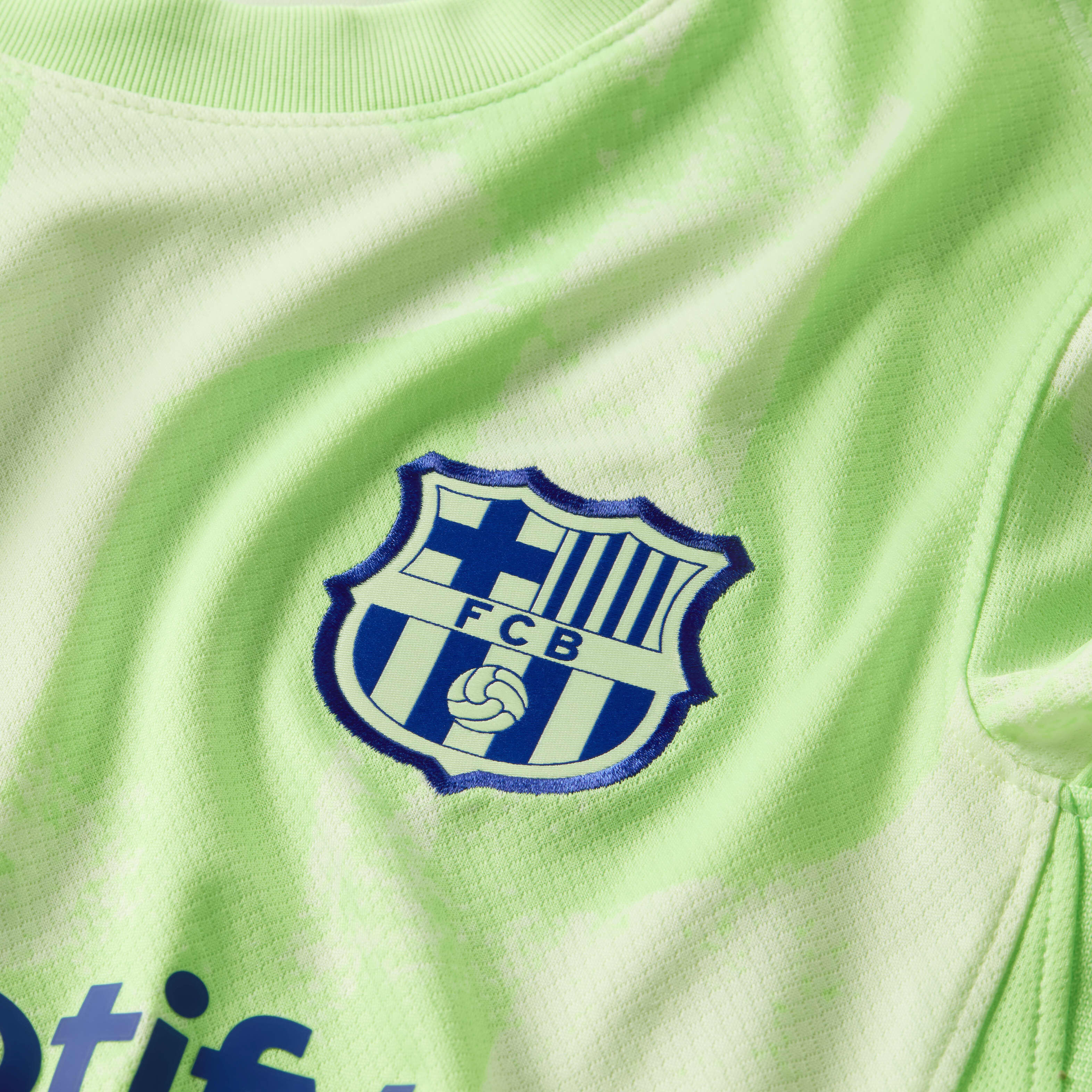 Buy F.C. Barcelona 2024 25 Stadium Third Older Kids Nike Dri FIT Football Replica Shirt Barely Volt Barely Volt Lime Blast Old Royal Nike Kuwait Official