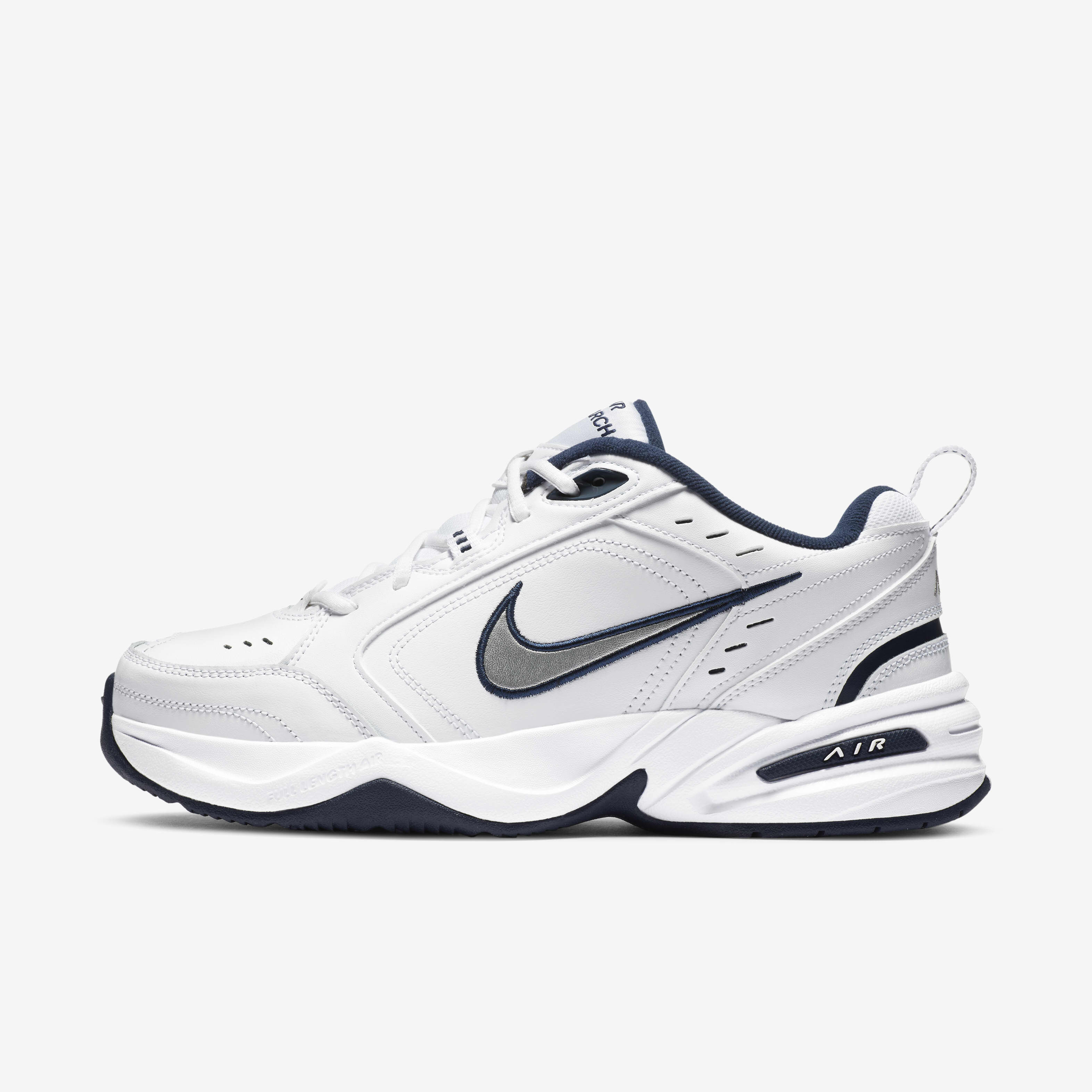 Buy Nike Air Monarch IV Men s Workout Shoes White Metallic Silver Nike Kuwait Official