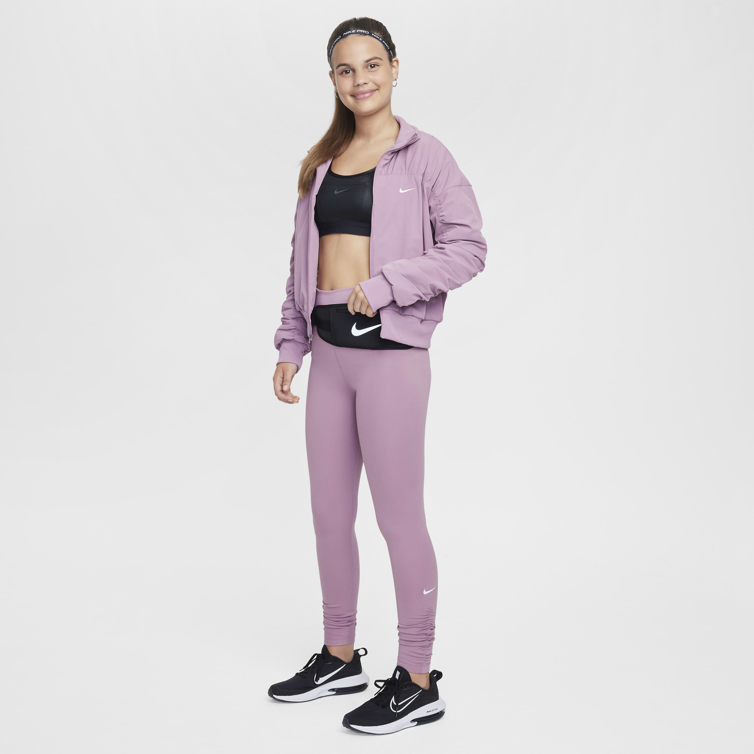 Buy Nike One Girls Dri FIT High Waisted Leggings Plum Dust White Nike Kuwait Official