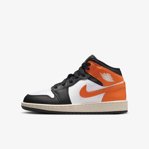 Kids' Shoes & Sneakers-JRDN, Air Jordan 1 Mid 'Black Toe Orange', Older Kids' Shoes