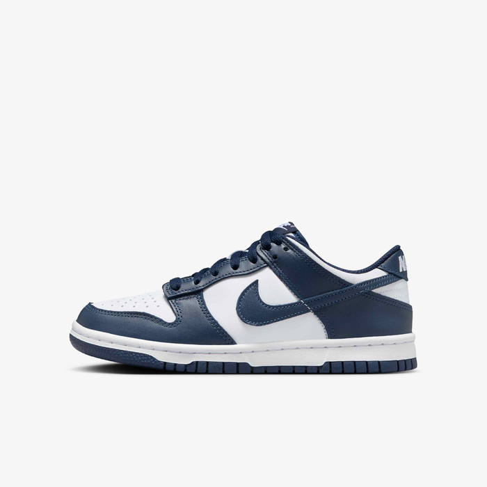 Buy Nike Dunk Low Older Kids' Shoes White/White/Midnight Navy