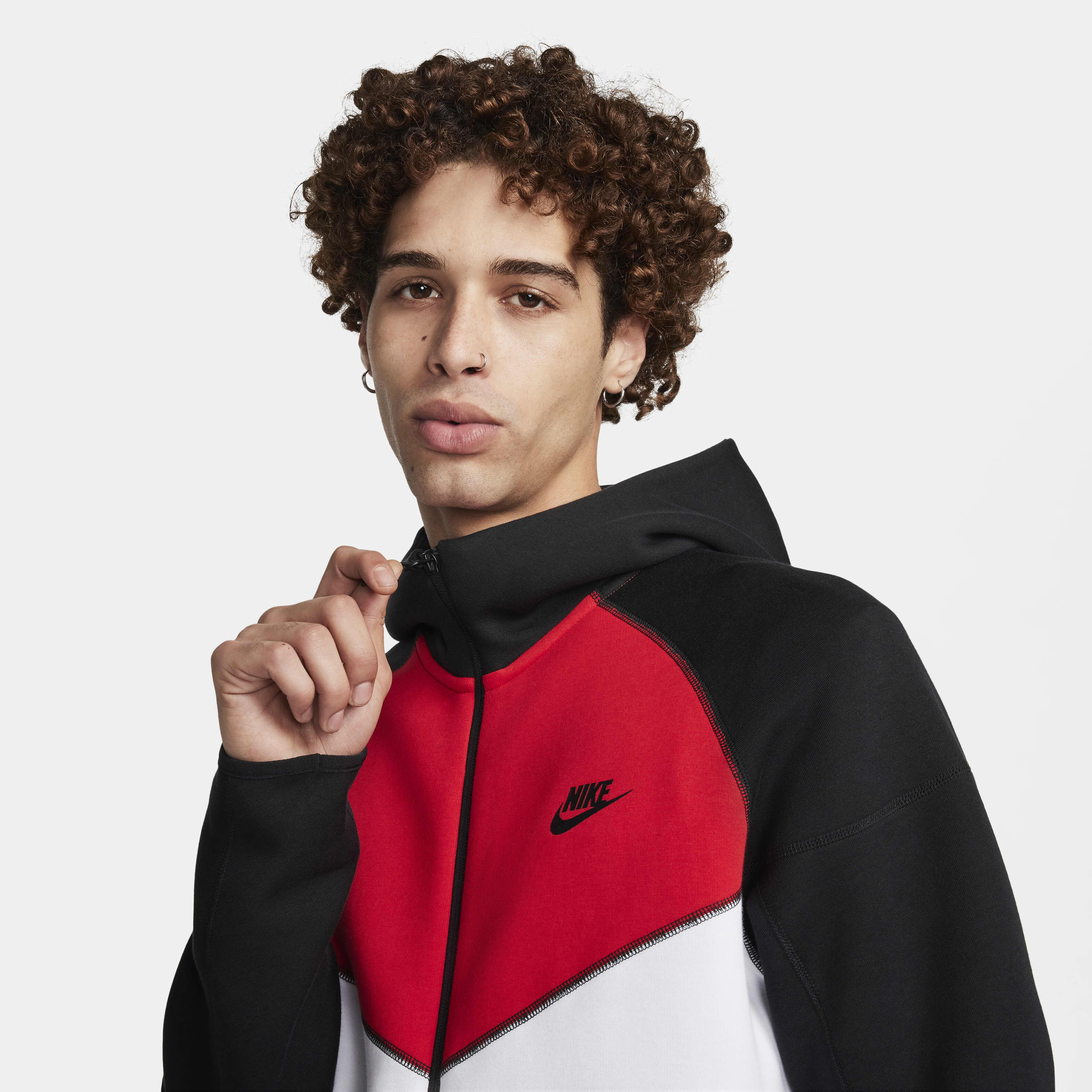 Buy Nike Sportswear Tech Fleece Windrunner Men s Full Zip Hoodie White Black University Red Black Nike Kuwait Official