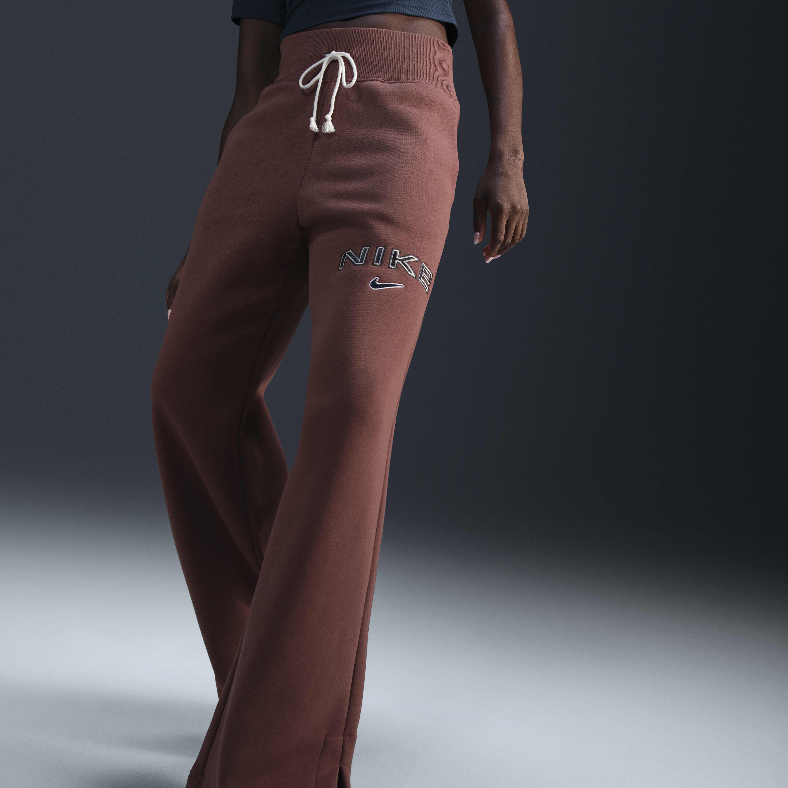 Buy Nike Sportswear Phoenix Fleece Women s High Waisted Wide Leg Logo Trousers Nike Kuwait Official