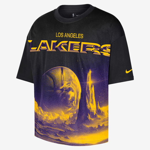 Basketball Tops & T-Shirts-Nike, Los Angeles Lakers Courtside, Men's Nike NBA Boxy T-Shirt