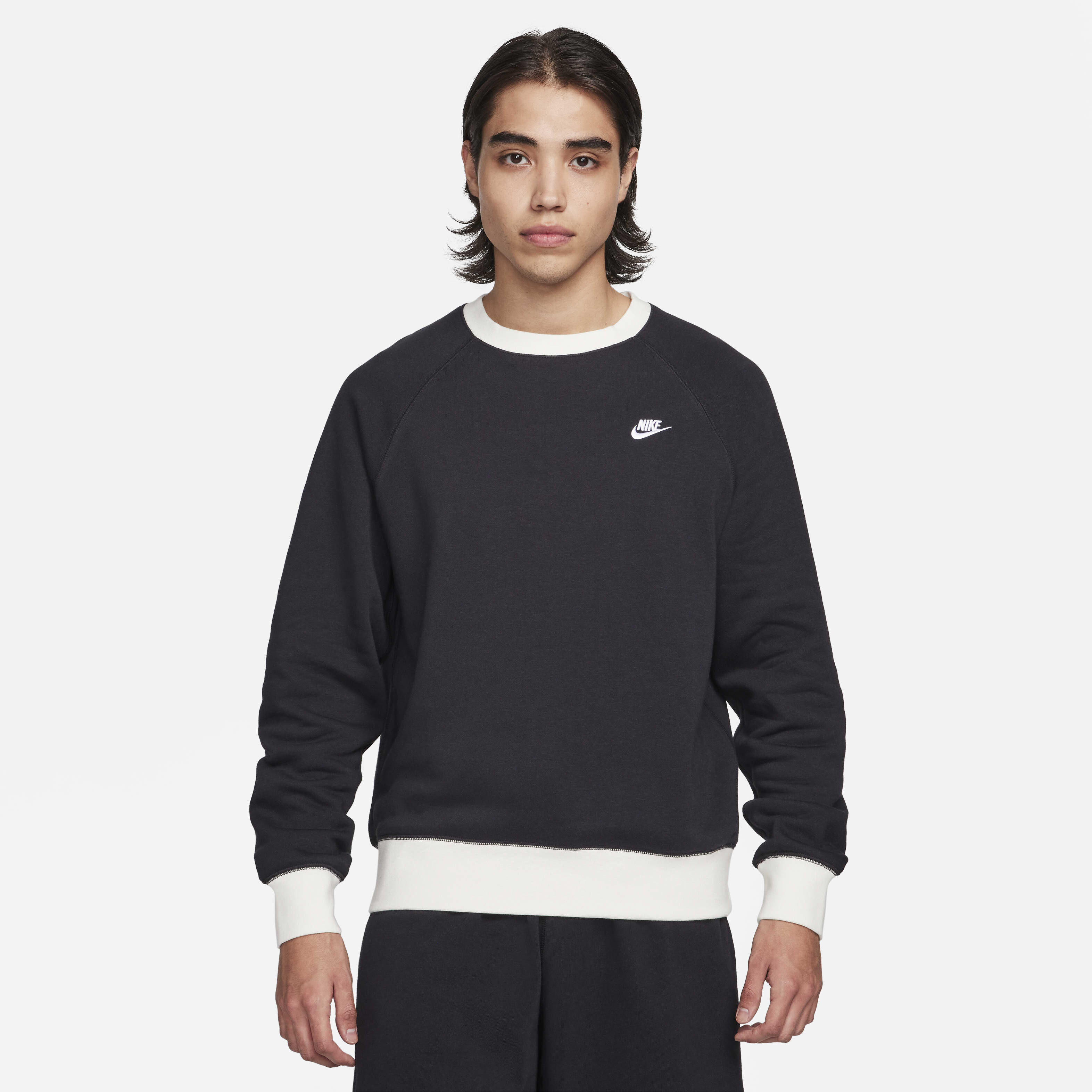 ★★Nike★★ Club Crew Man to Man M Black White FZ0880010 FZ Nike Streetwear Club Fleece Crew Bolt Men's Sweatshirt Black