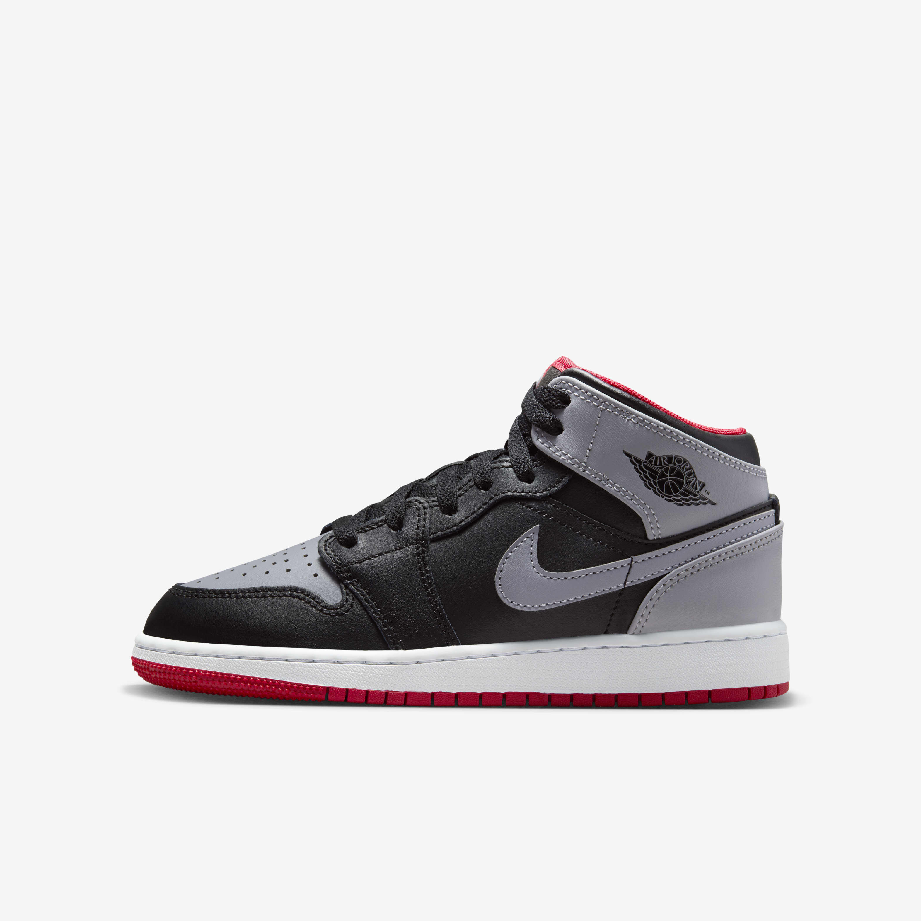 Buy Air Jordan 1 Mid Older Kids Shoes Black Fire Red White Cement Grey Nike Kuwait Official