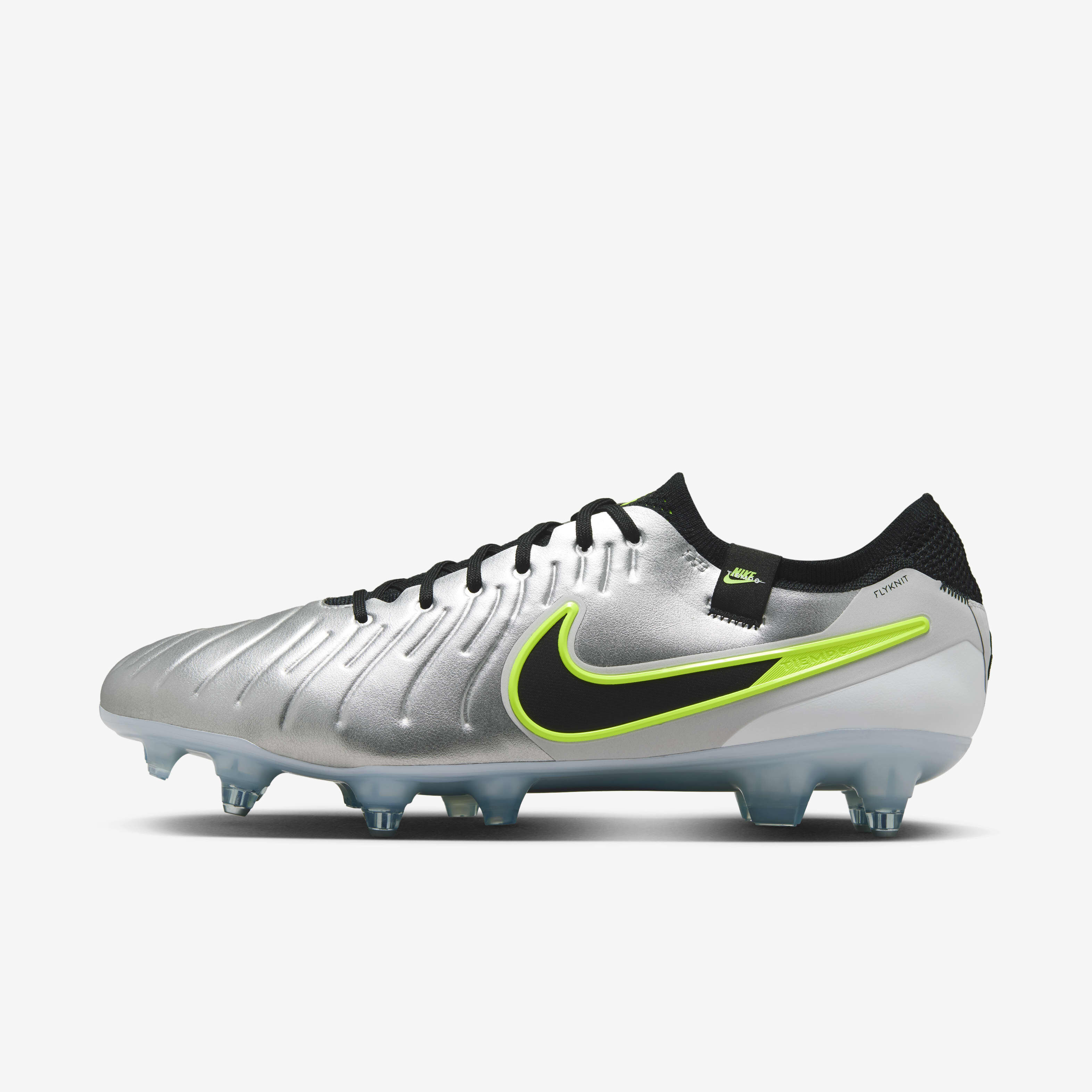 Buy Nike Tiempo Legend 10 Elite Soft Ground Low Top Football Boot Metallic Silver Volt Black Nike Kuwait Official