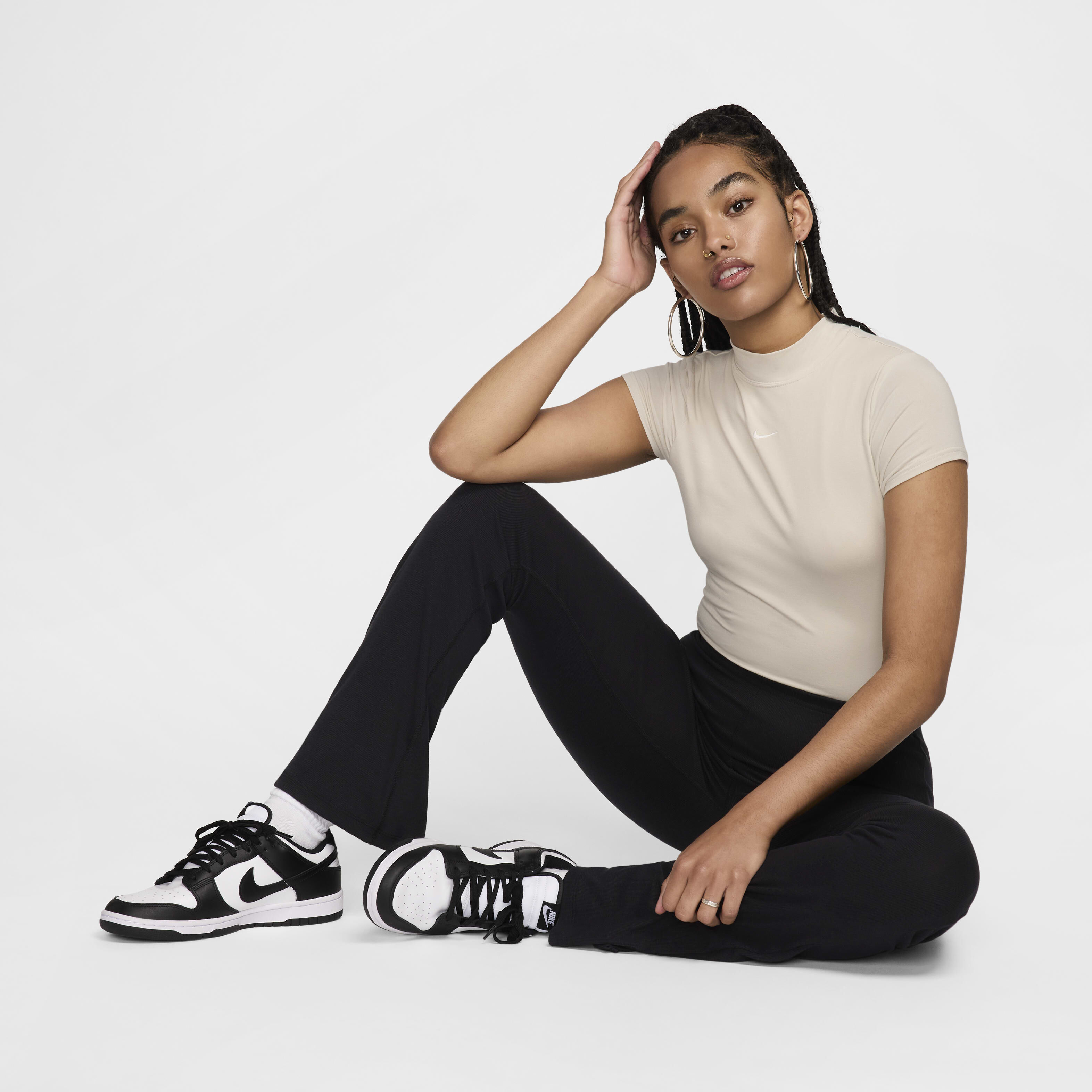 Buy Nike Sportswear Chill Knit Women s Short Sleeve Bodysuit Light Orewood Brown Sail Nike Kuwait Official