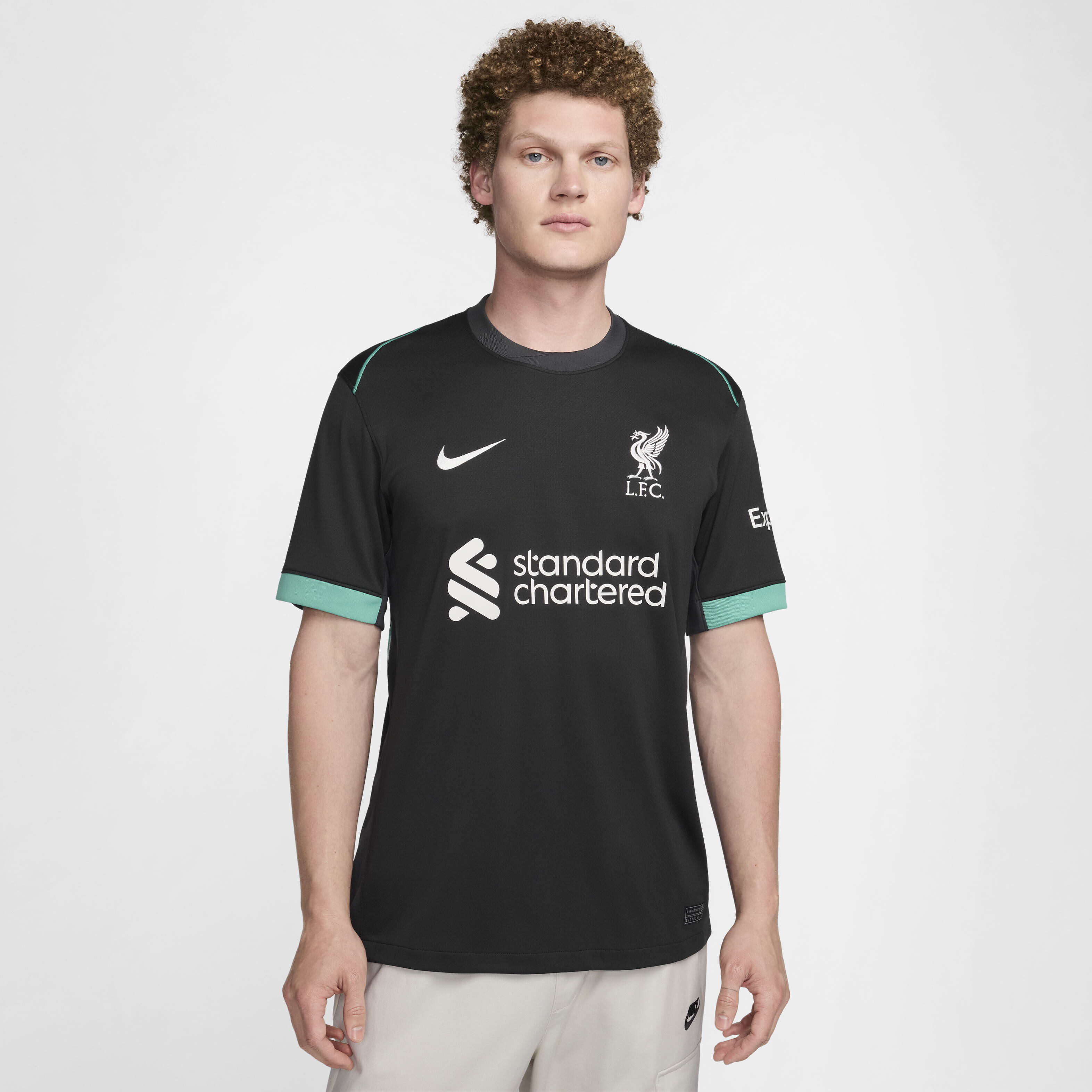Buy Liverpool F.C. 2024 25 Stadium Away Men s Nike Dri FIT Football Replica Shirt Black Anthracite Washed Teal Sail Nike Kuwait Official