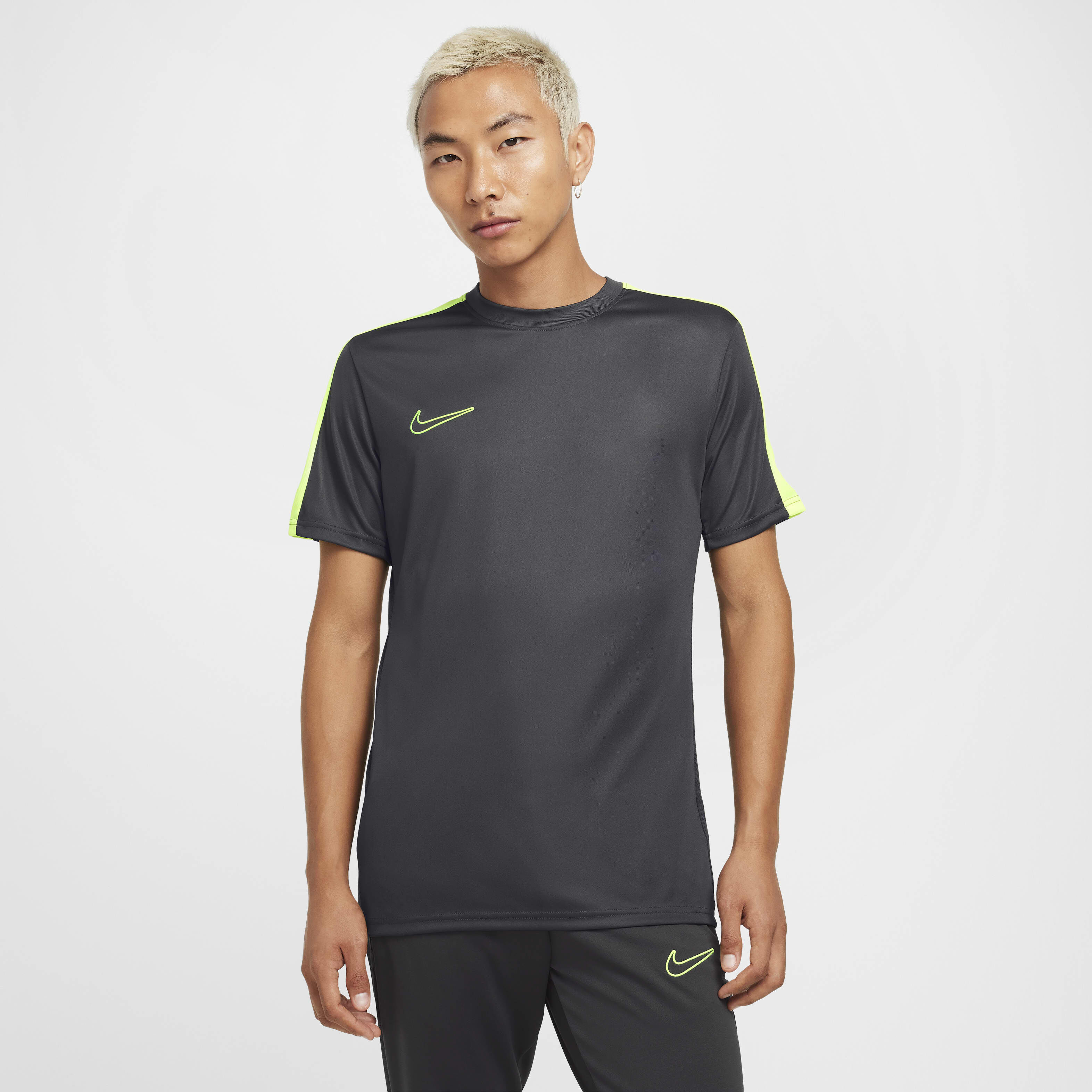 Buy Nike Academy Men s Dri FIT Short Sleeve Football Top Anthracite Volt Volt Nike Kuwait Official