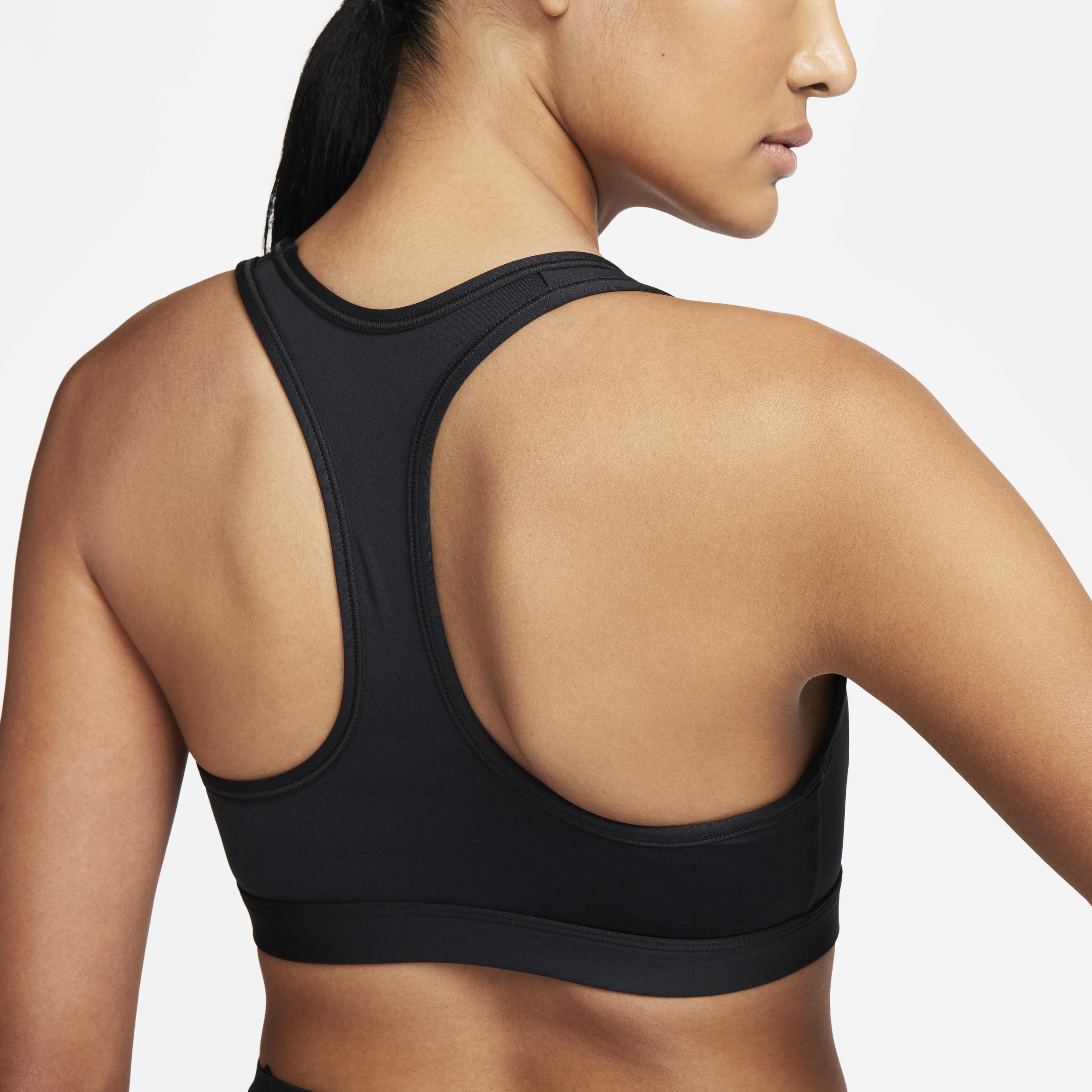 Buy Nike Swoosh Medium Support Women s Padded Logo Sports Bra Black White Black Black Nike Kuwait Official