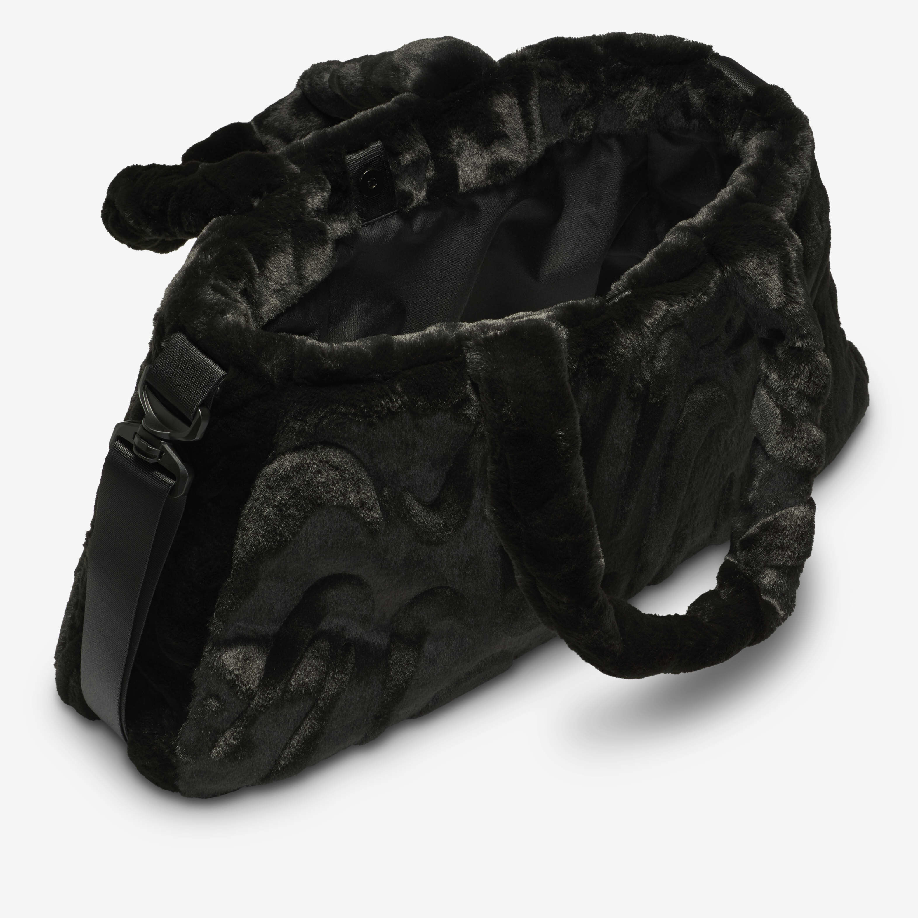 トートバッグ Nike Sportswear fur tote bag black llic silver FZ1323010 Amazon.com: Nike Sportswear Faux Fur Tote Bag Purse (10L