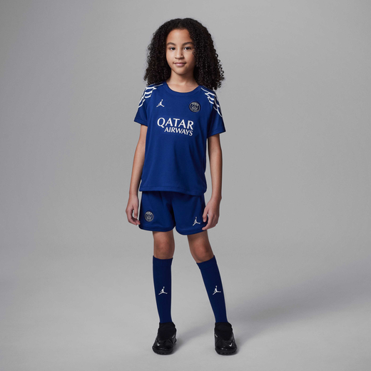 Psg Jordan-JRDN, Paris Saint-Germain 2025 Stadium Fourth, Younger Kids' Jordan Football Replica 3-Piece Kit
