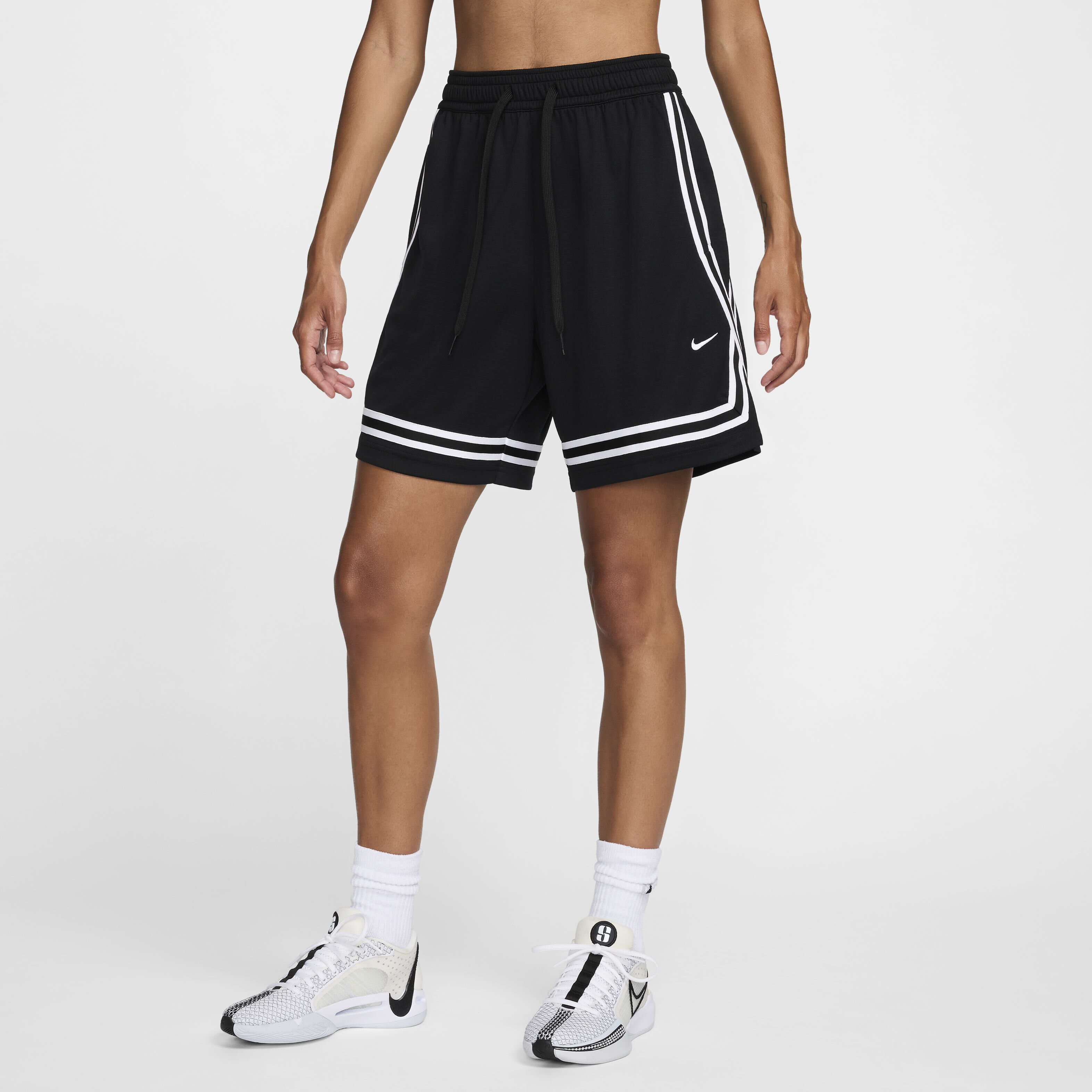 womens nike black and white shorts