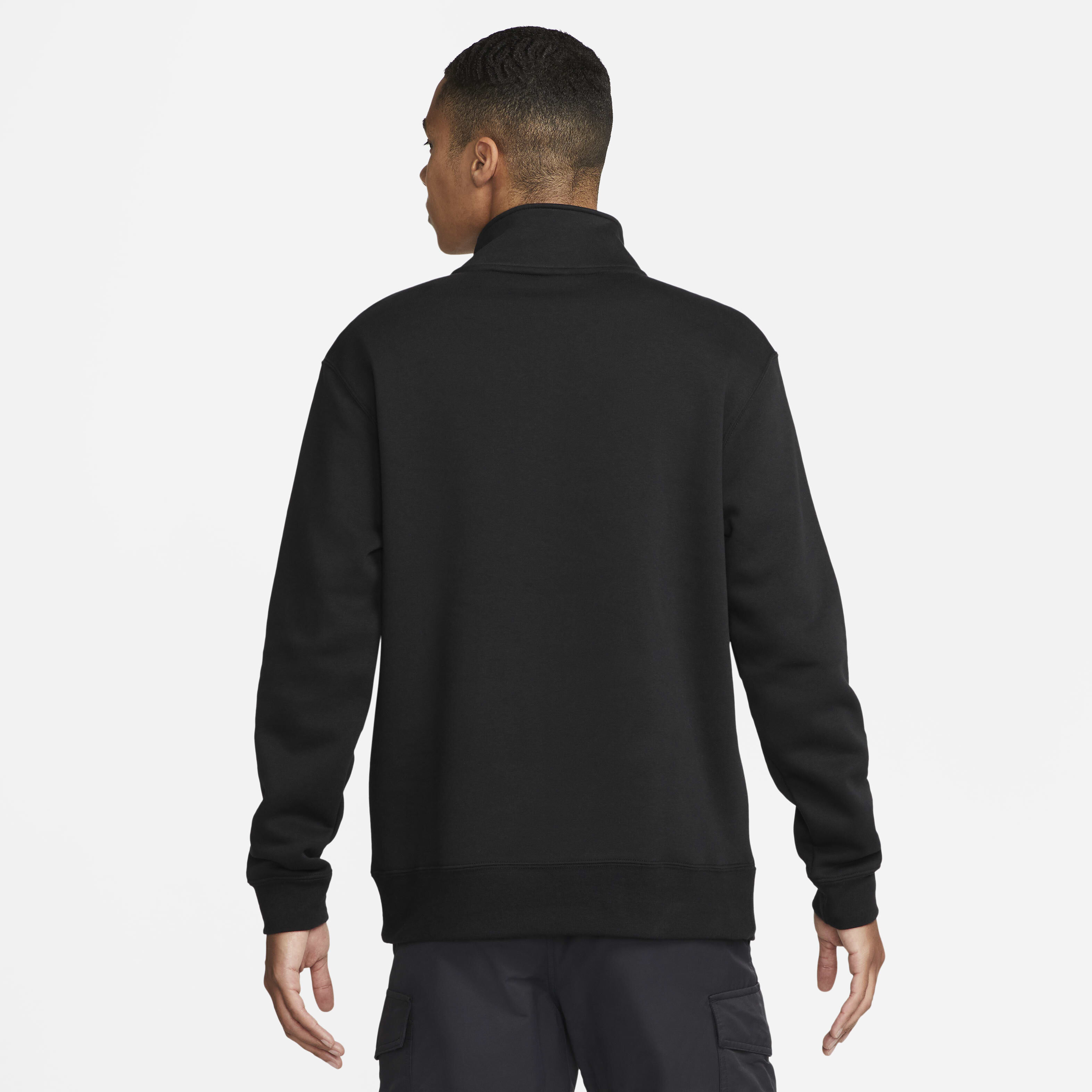 Buy Nike Sportswear Club Men s Brushed Back 1 2 Zip Sweatshirt Black Black White Nike Kuwait Official