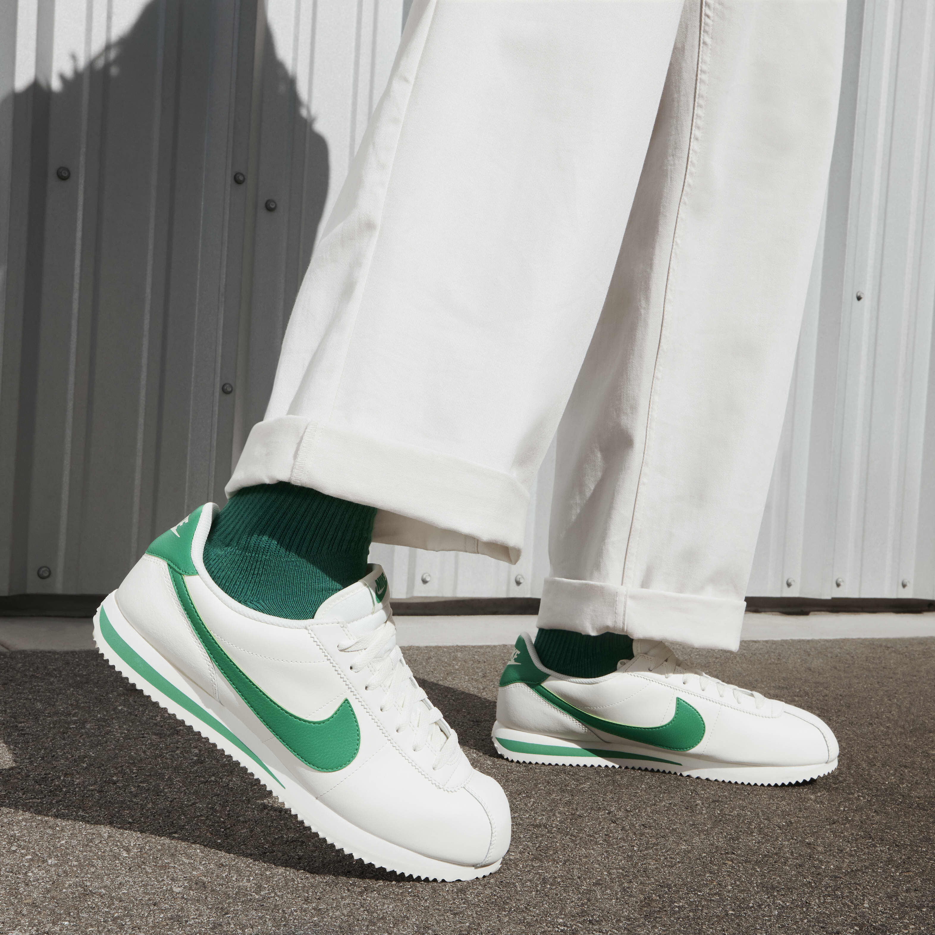 nike cortez leather green