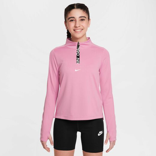 قمصان بأكمام طويلة للأطفال-نايكي, نايكي برو, تيشيرت دراي-فت بأكمام طويلة ونصف سحاب للبنات قمصان بأكمام طويلة للأطفال-نايكي, نايكي برو, تيشيرت دراي-فت بأكمام طويلة ونصف سحاب للبنات