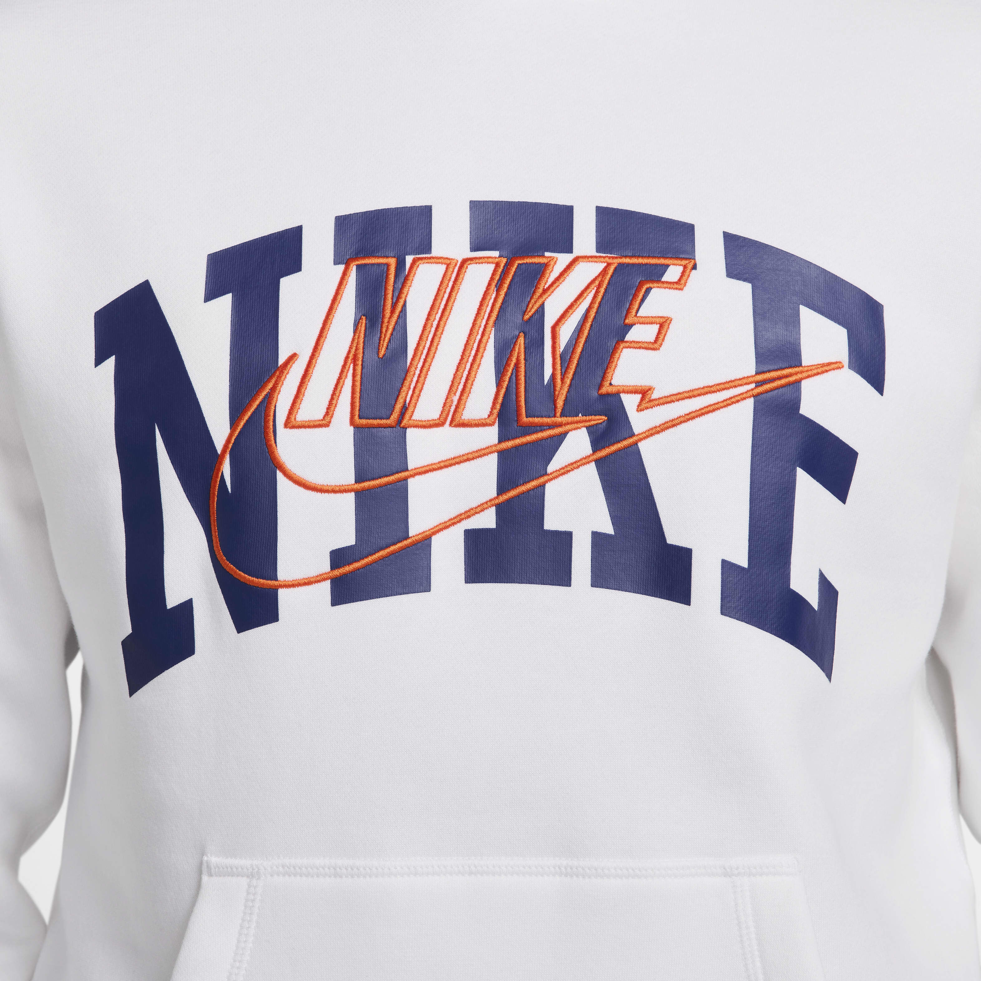 Buy Nike Club Fleece Men s Pullover Hoodie White Safety Orange Nike Kuwait Official