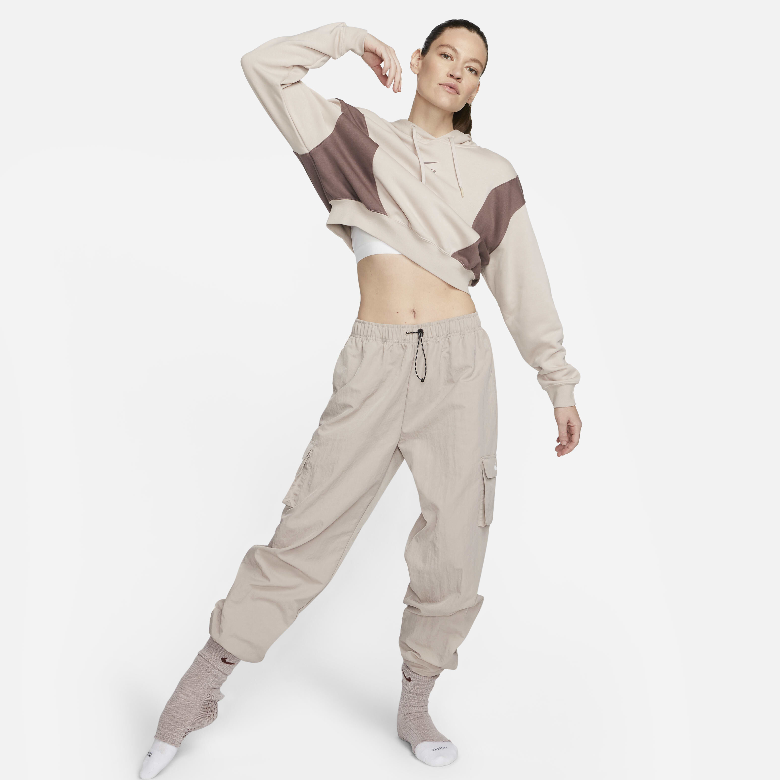 Buy Nike Air Women's Oversized Crop Fleece Hoodie - Fossil