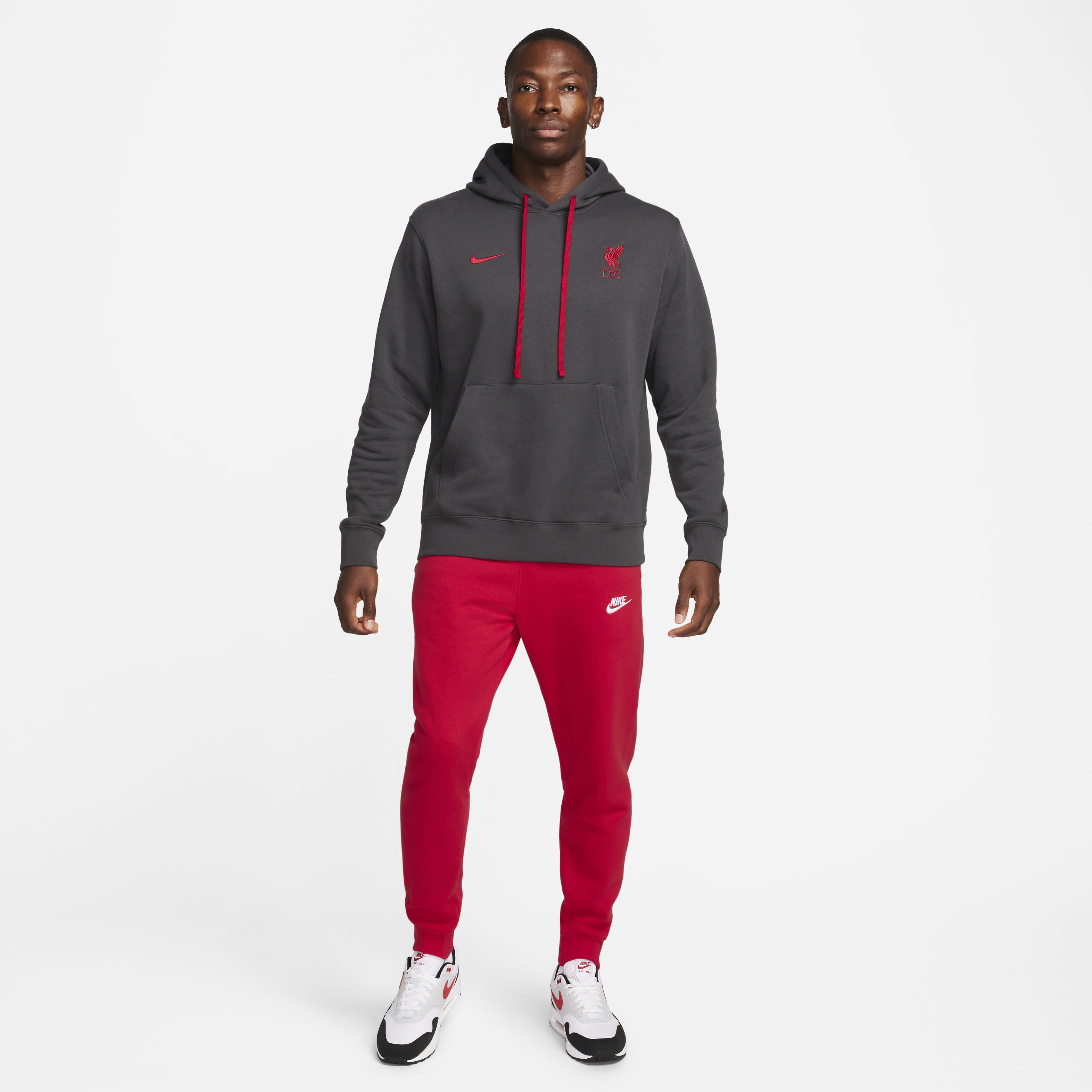 Nike fc hoodie black and red clearance