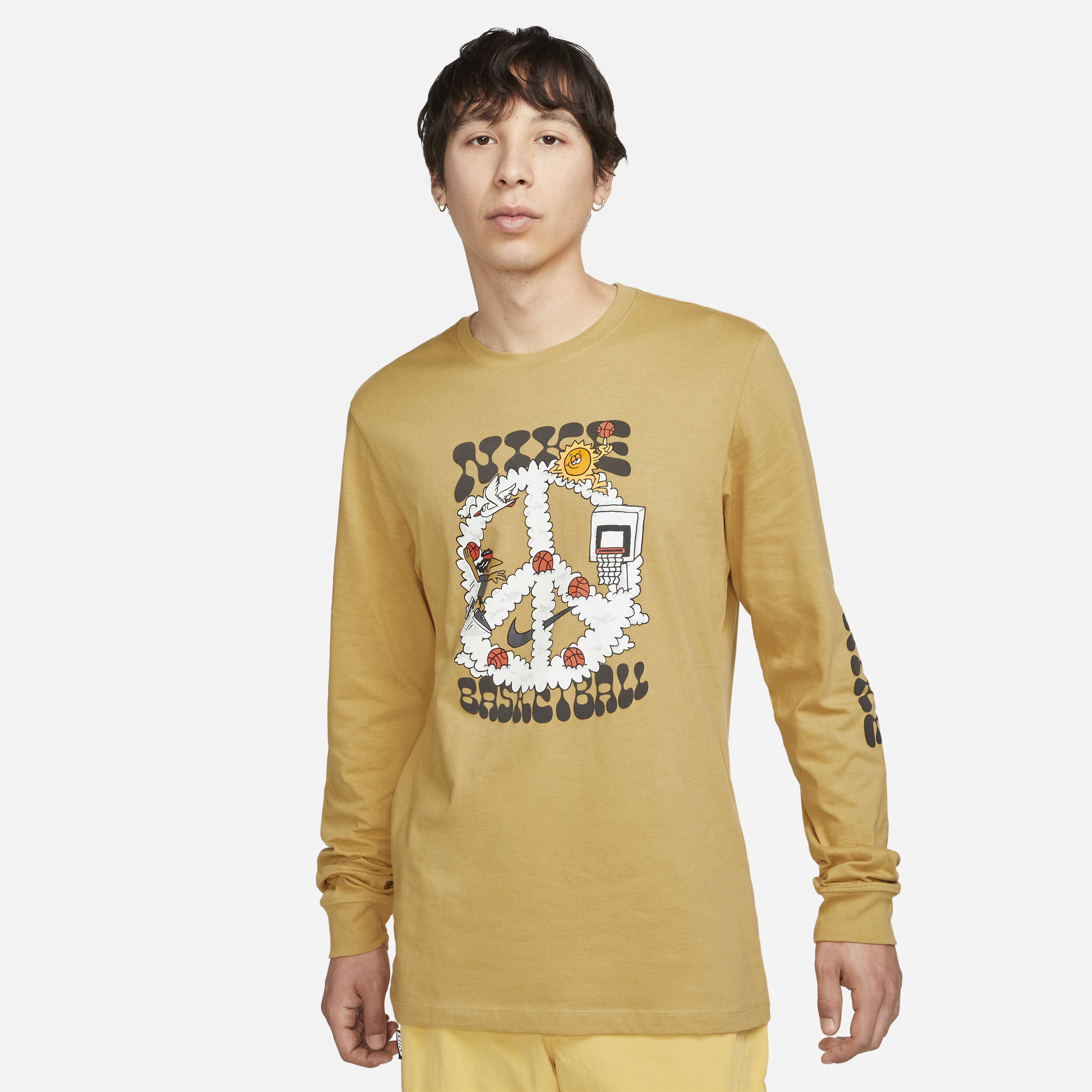 Buy Nike Men's Long-Sleeve Basketball T-Shirt Wheat Gold Nike