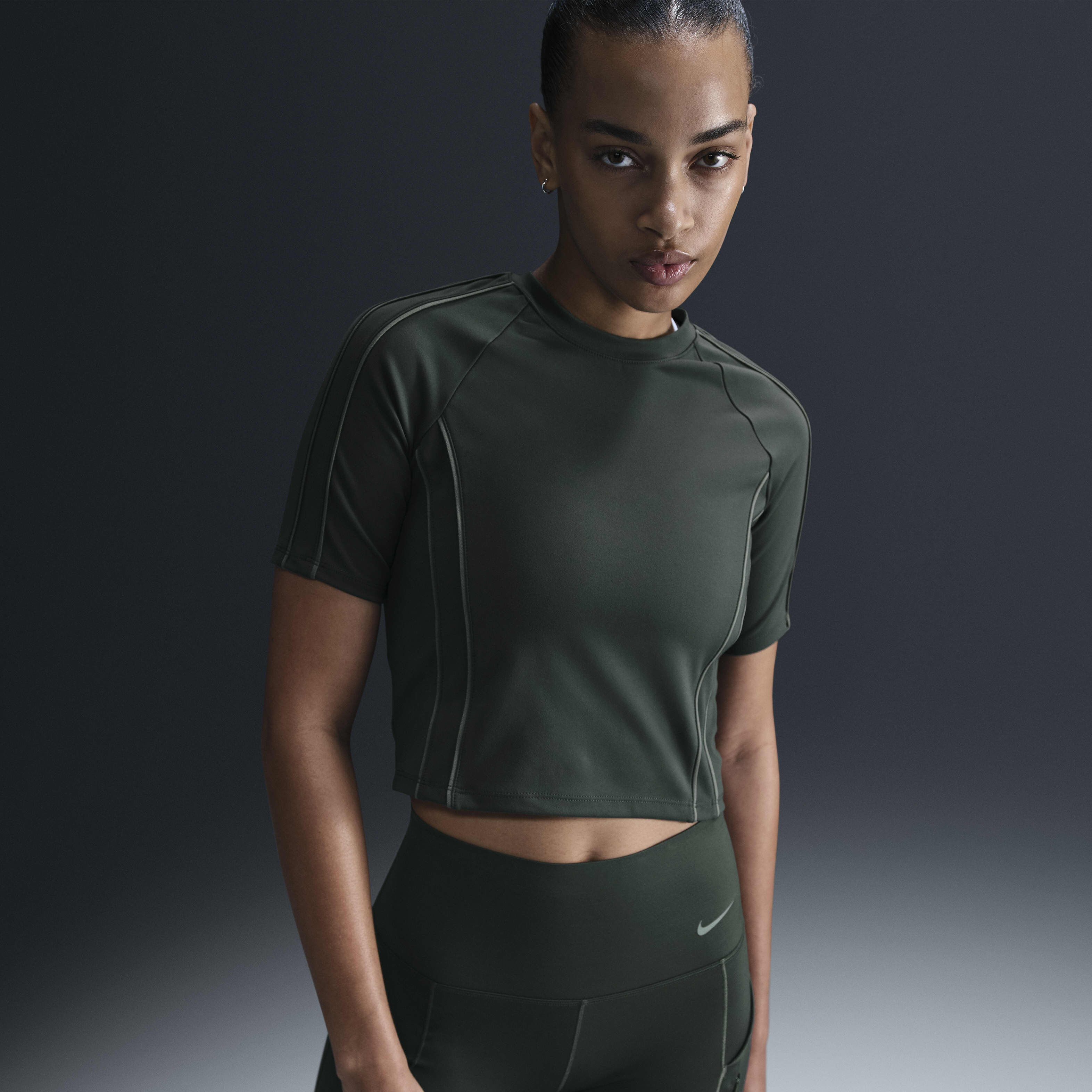Buy Nike One Fitted Women s Dri FIT Short Sleeve Cropped Top Nike Kuwait Official