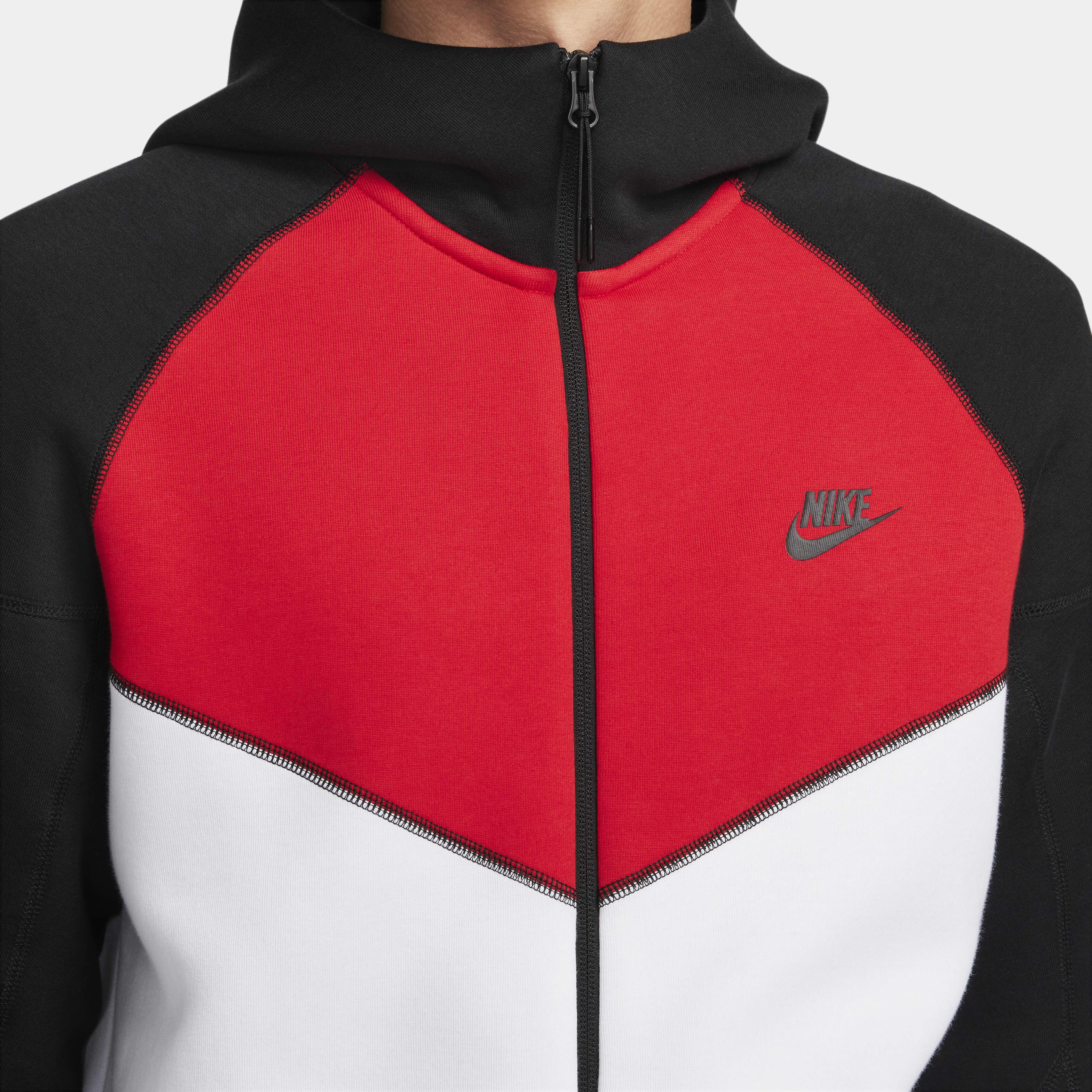 Buy Nike Sportswear Tech Fleece Windrunner Men s Full Zip Hoodie White Black University Red Black Nike Kuwait Official
