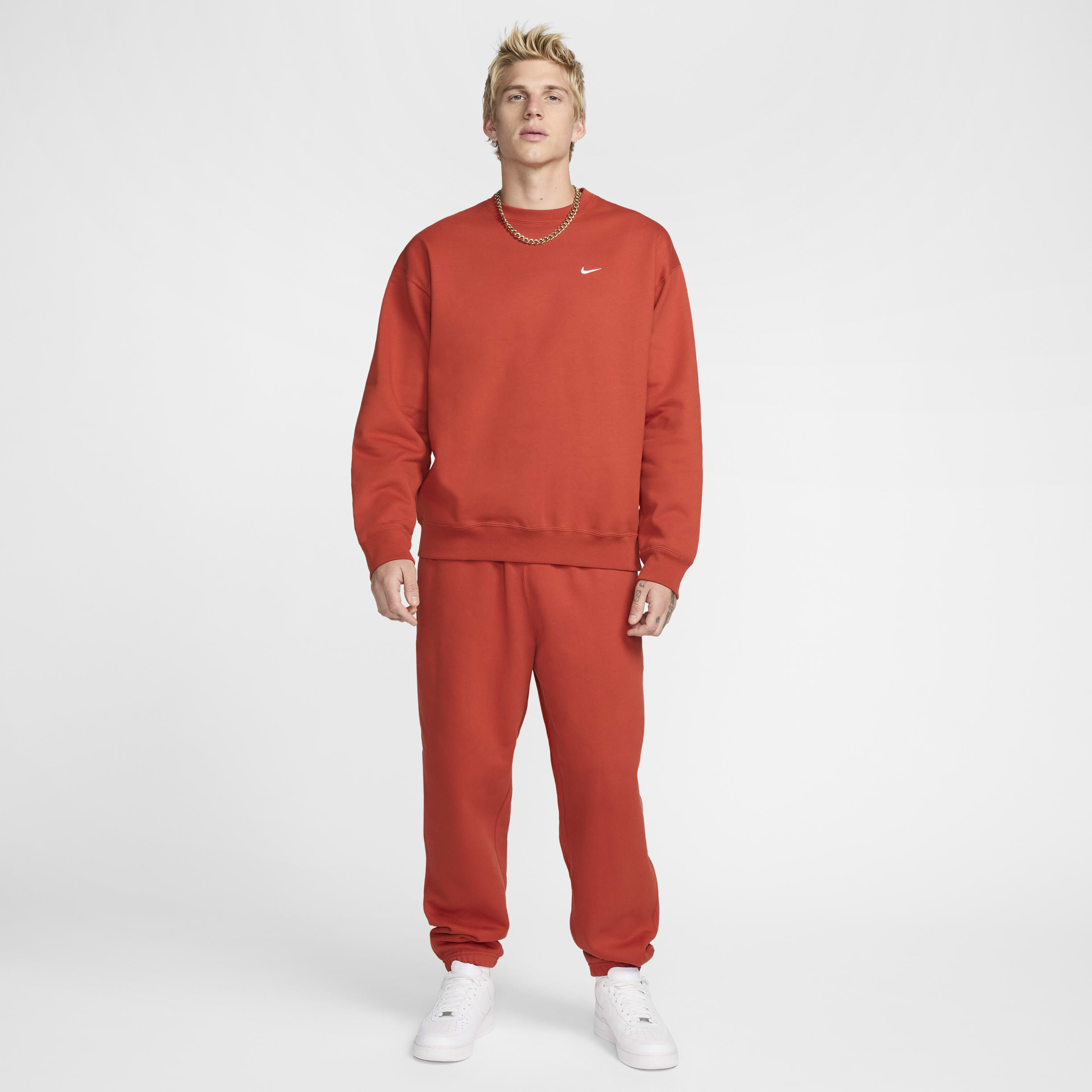 Buy Nike Solo Swoosh Men's Fleece Crew - Dragon Red/White Buy Nike Solo Swoosh Men's Fleece Crew - Dragon Red/White