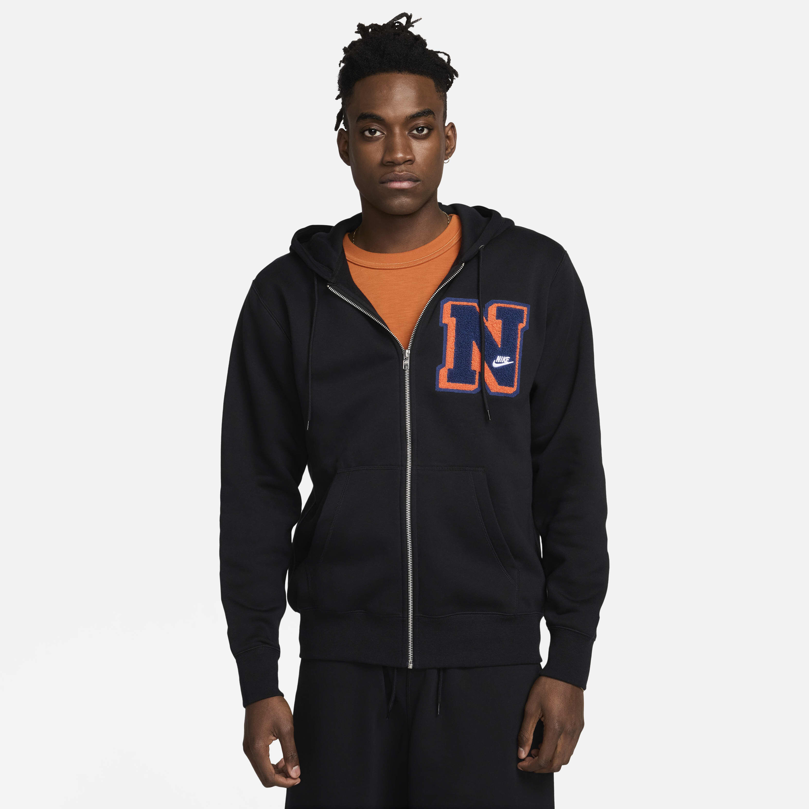 Buy Nike Club Fleece Men's Full-Zip Hoodie Black Nike Kuwait