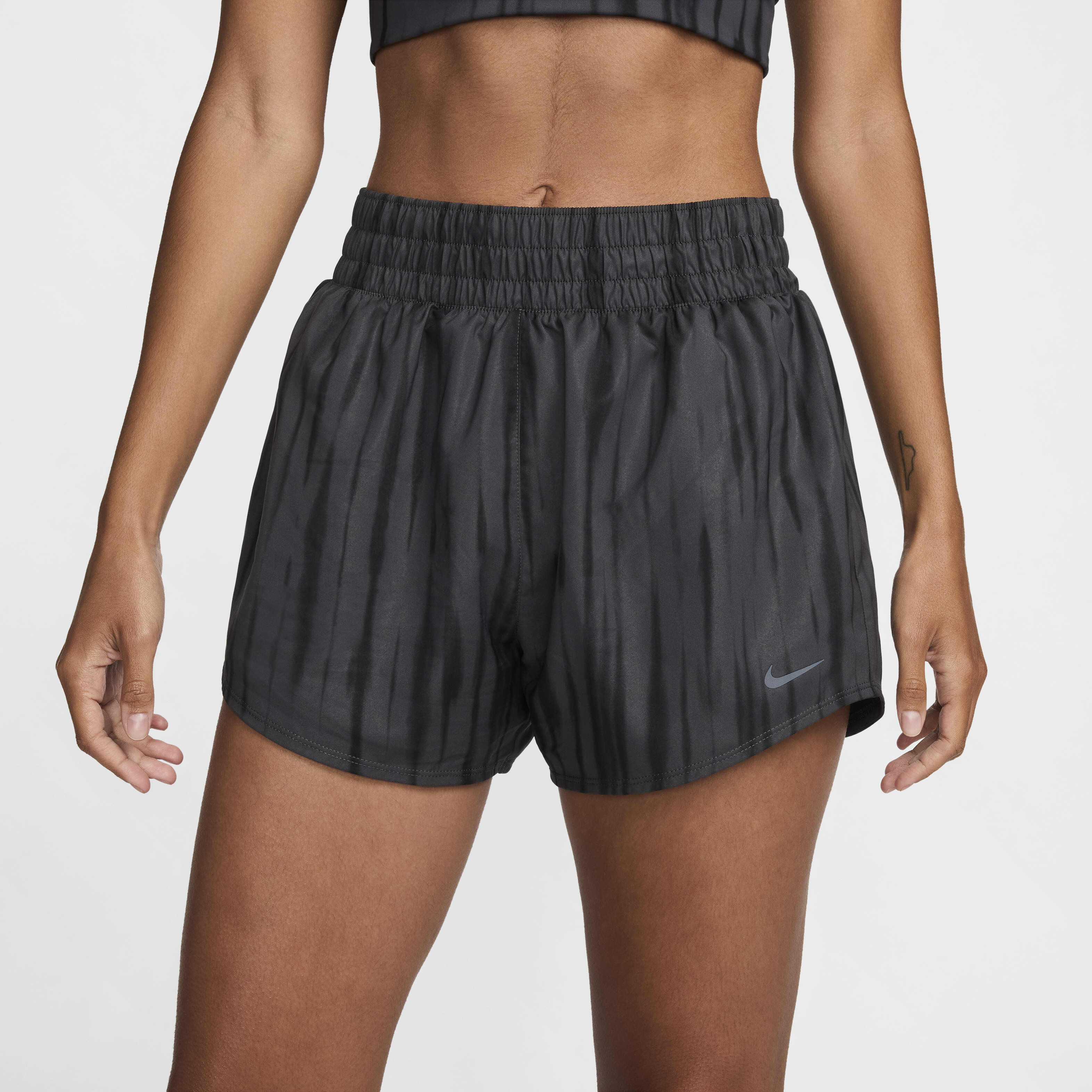 Buy Nike One Women s Dri FIT High Waisted 7.5cm approx. Brief Lined Printed Shorts Anthracite Black Black Nike Kuwait Official