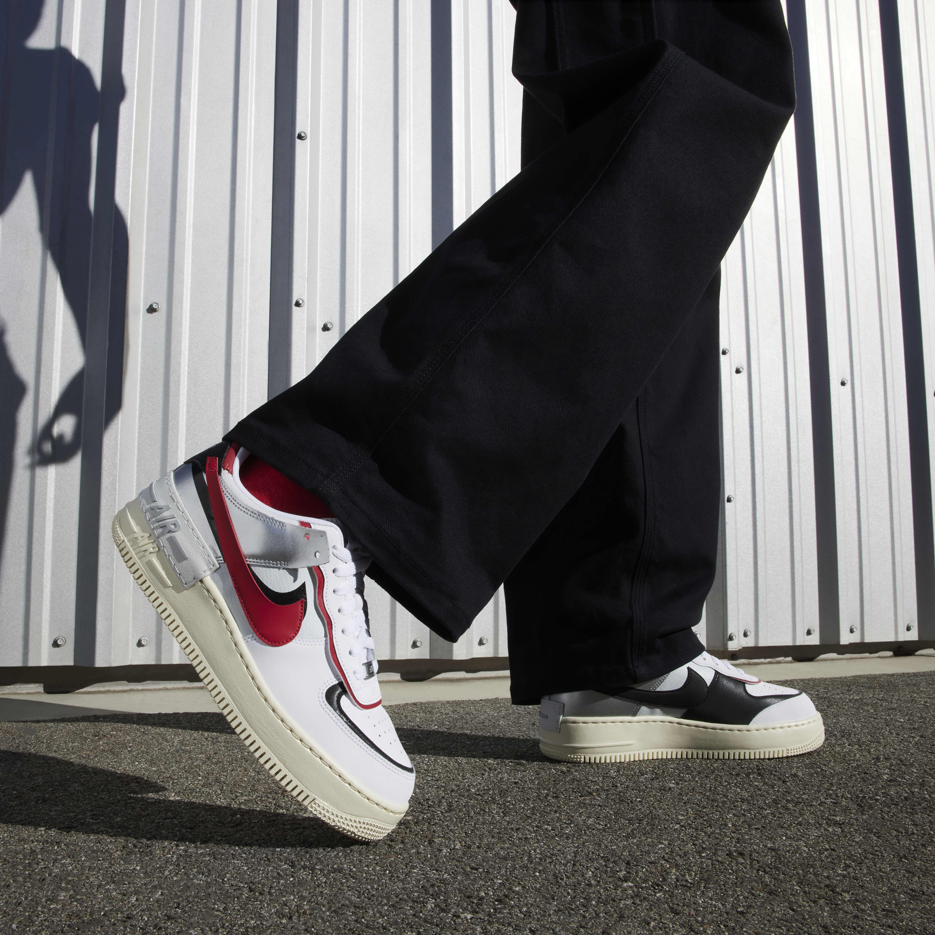 Nike air force shadow black and white sales