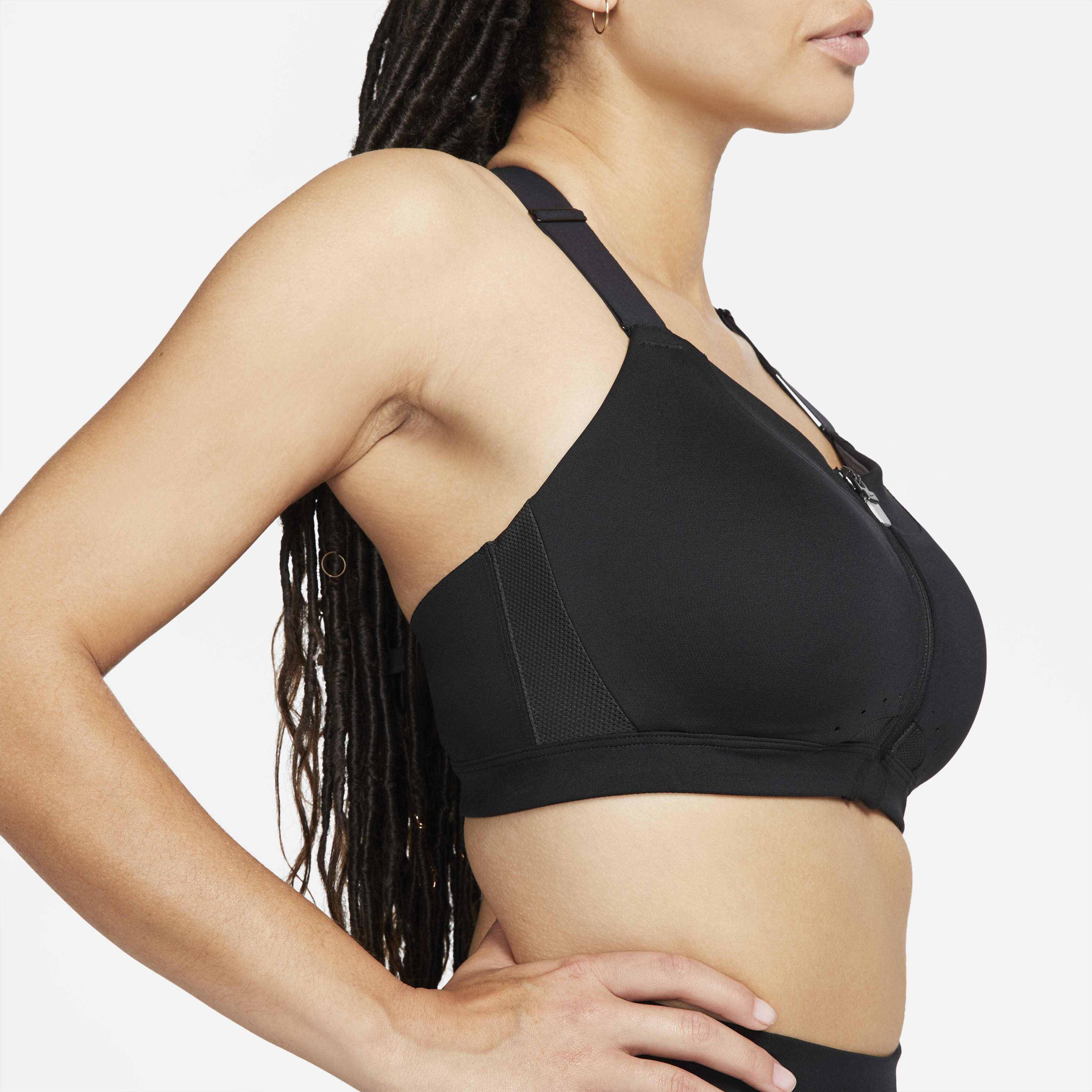 Nike zip sports bra sales