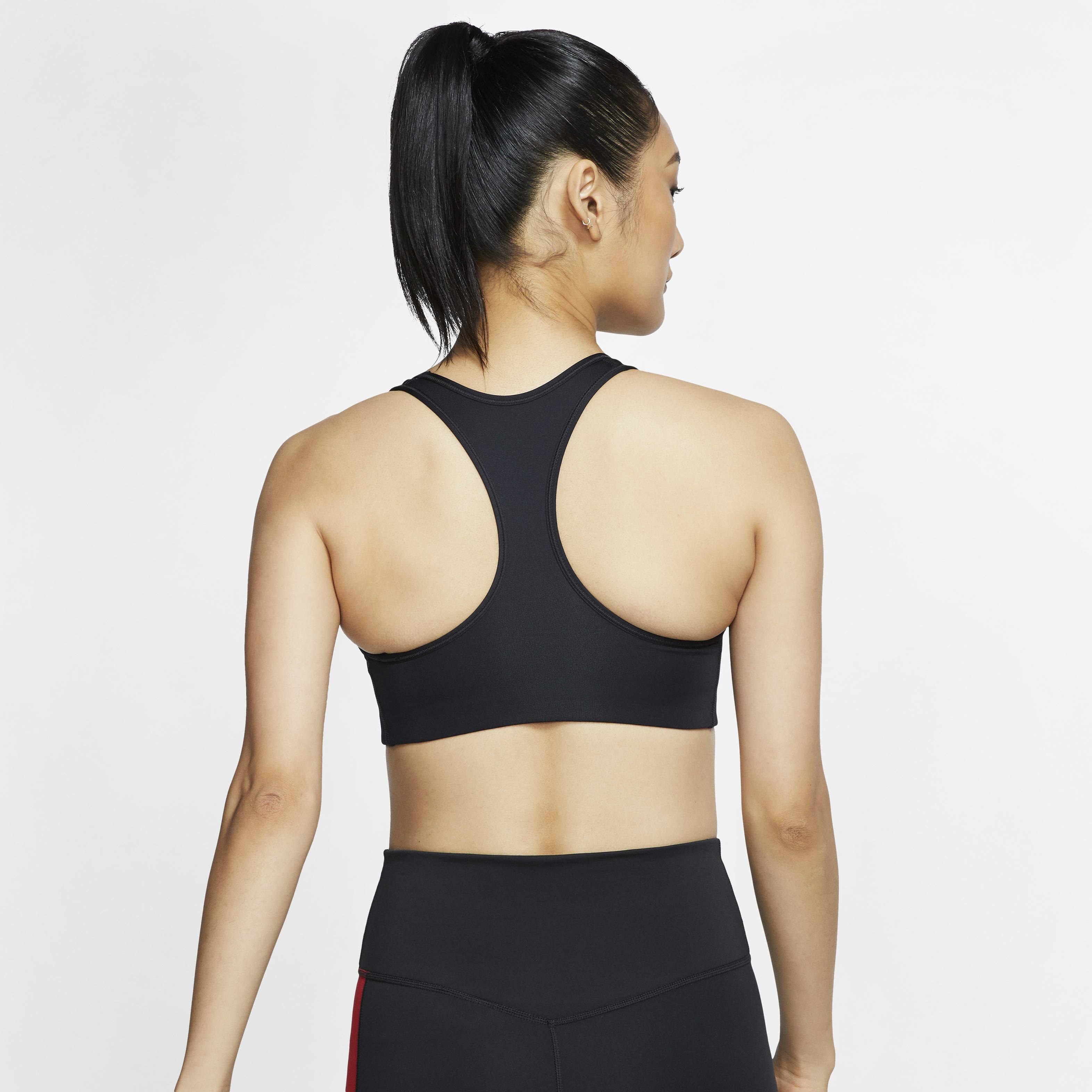 Buy Nike Dri FIT Swoosh Women s Medium Support 1 Piece Pad Sports Bra Black White Nike Kuwait Official