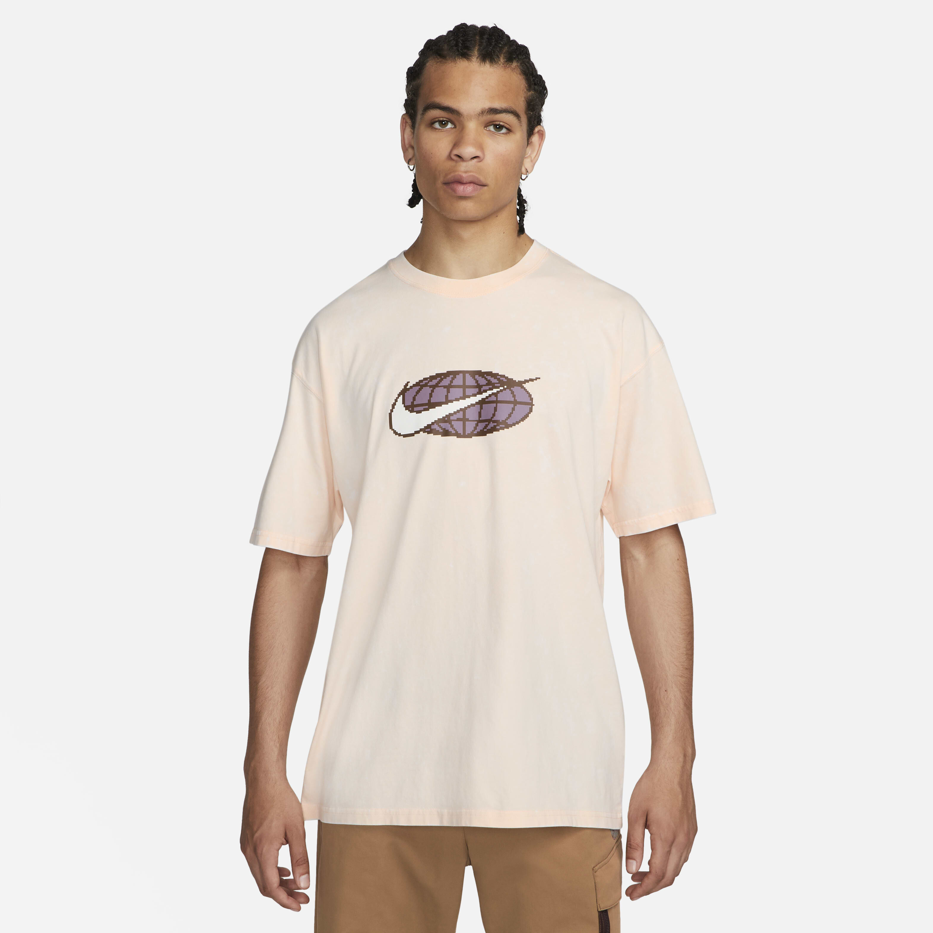 ★ Nike★ Sportswear T-shirt W Guava Ice IF0368838 IF0368-8 Nike SB Striped Embroidered Max90 Skate Tee Guava Ice