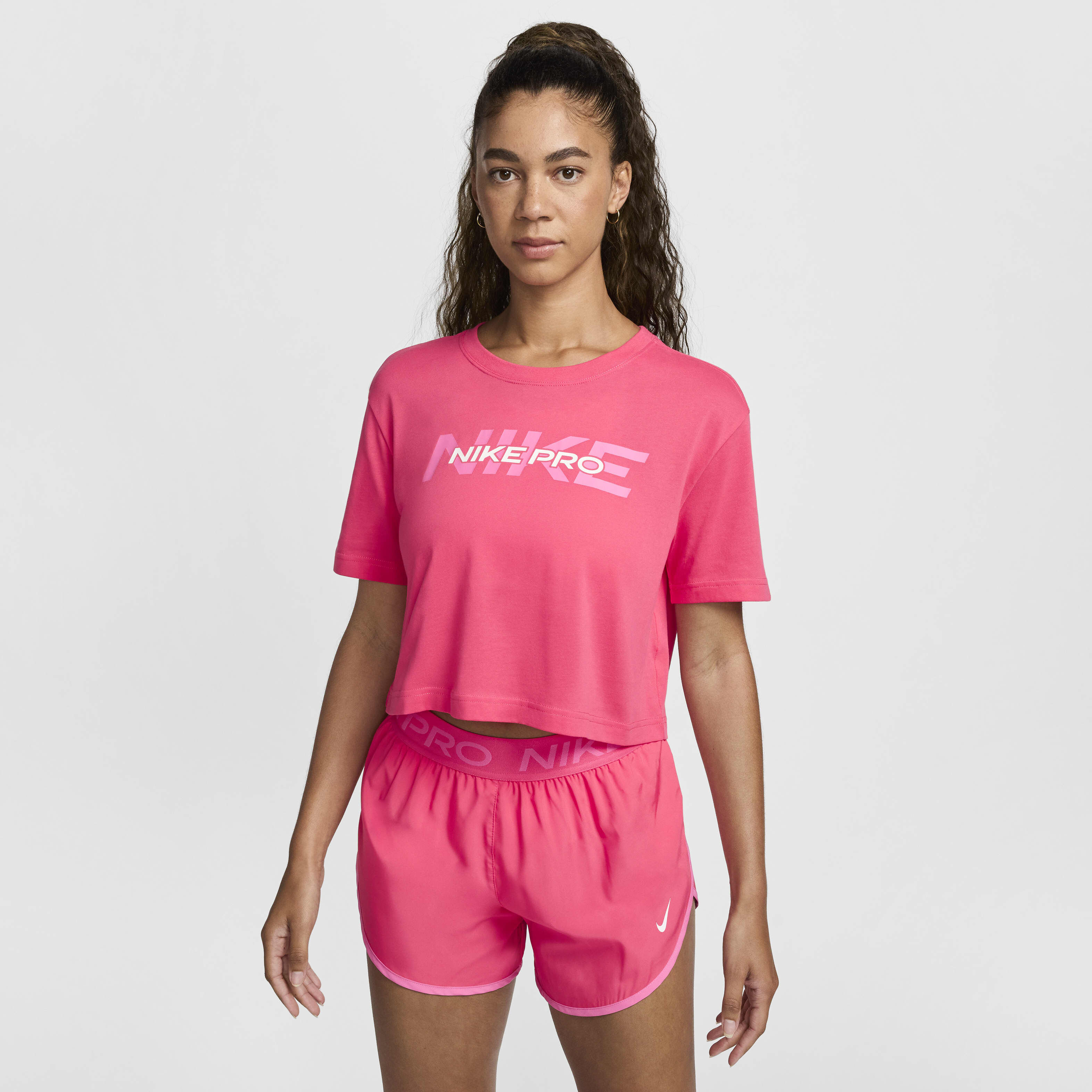 Buy Nike Pro Women's Short-Sleeve Cropped T-Shirt - Aster Pink